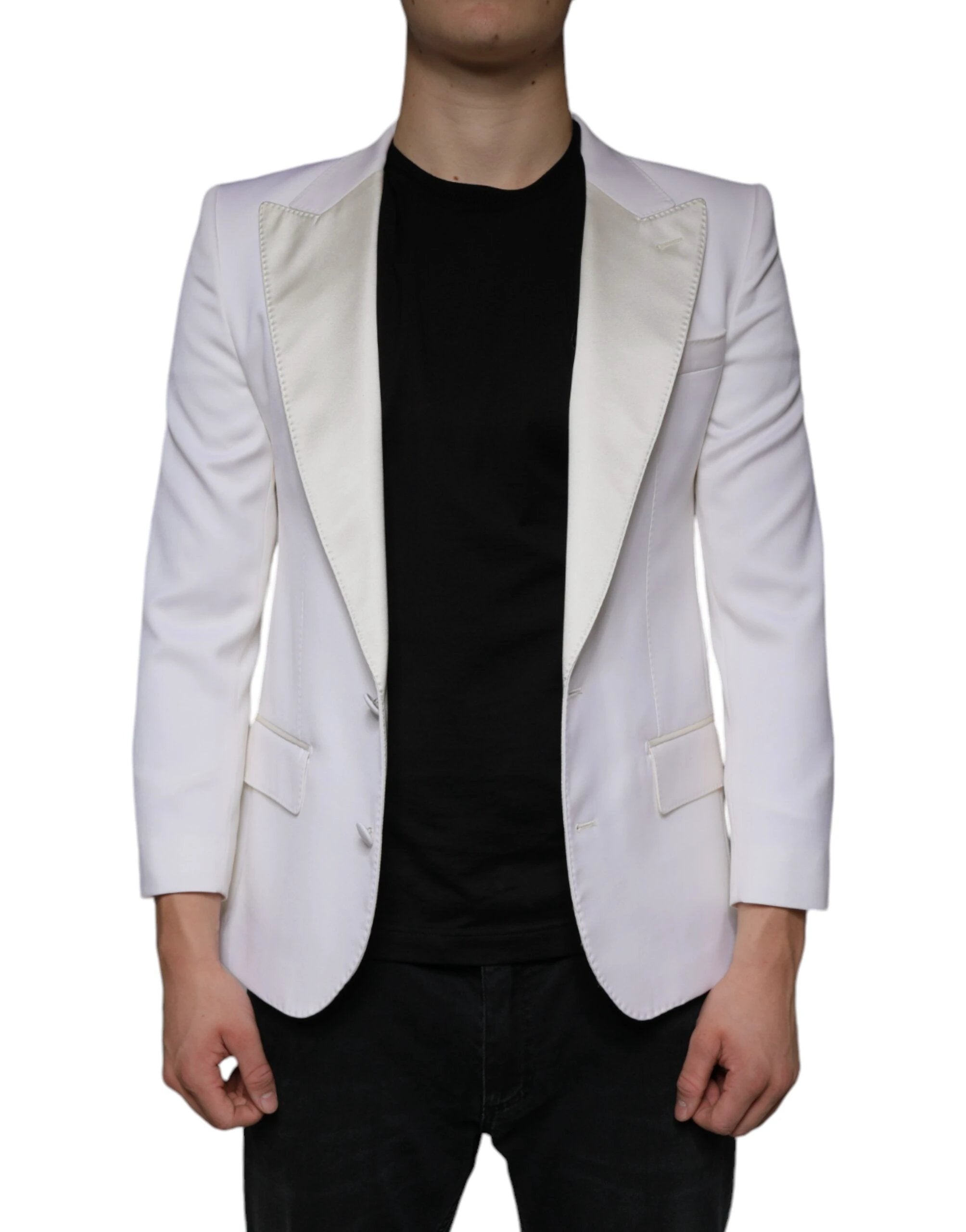 Dolce & Gabbana Off White Wool Single Breasted Dress Blazer by Dolce & Gabbana