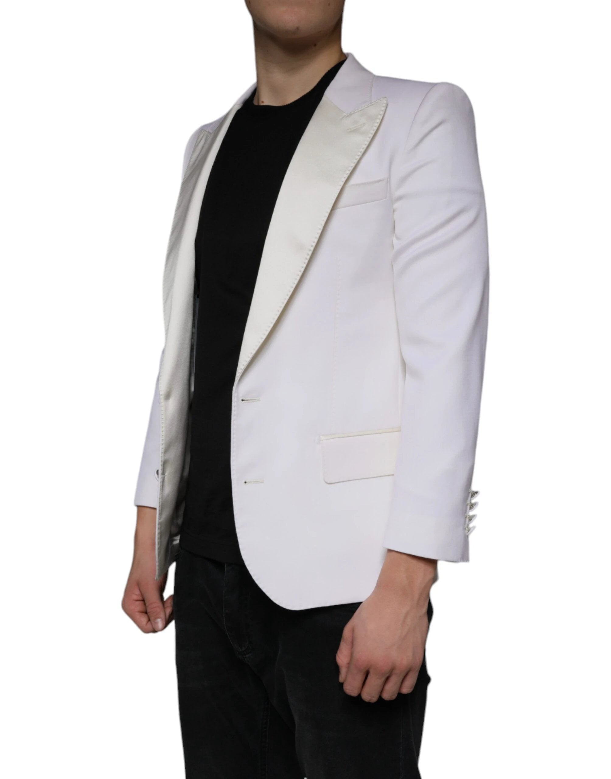 Dolce & Gabbana Off White Wool Single Breasted Dress Blazer by Dolce & Gabbana