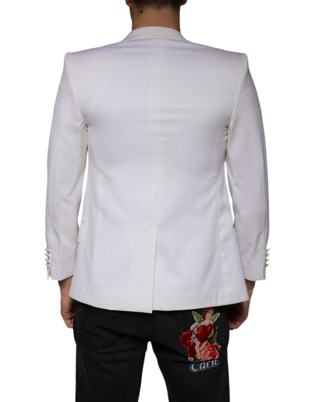Dolce & Gabbana Off White Wool Single Breasted Dress Blazer by Dolce & Gabbana
