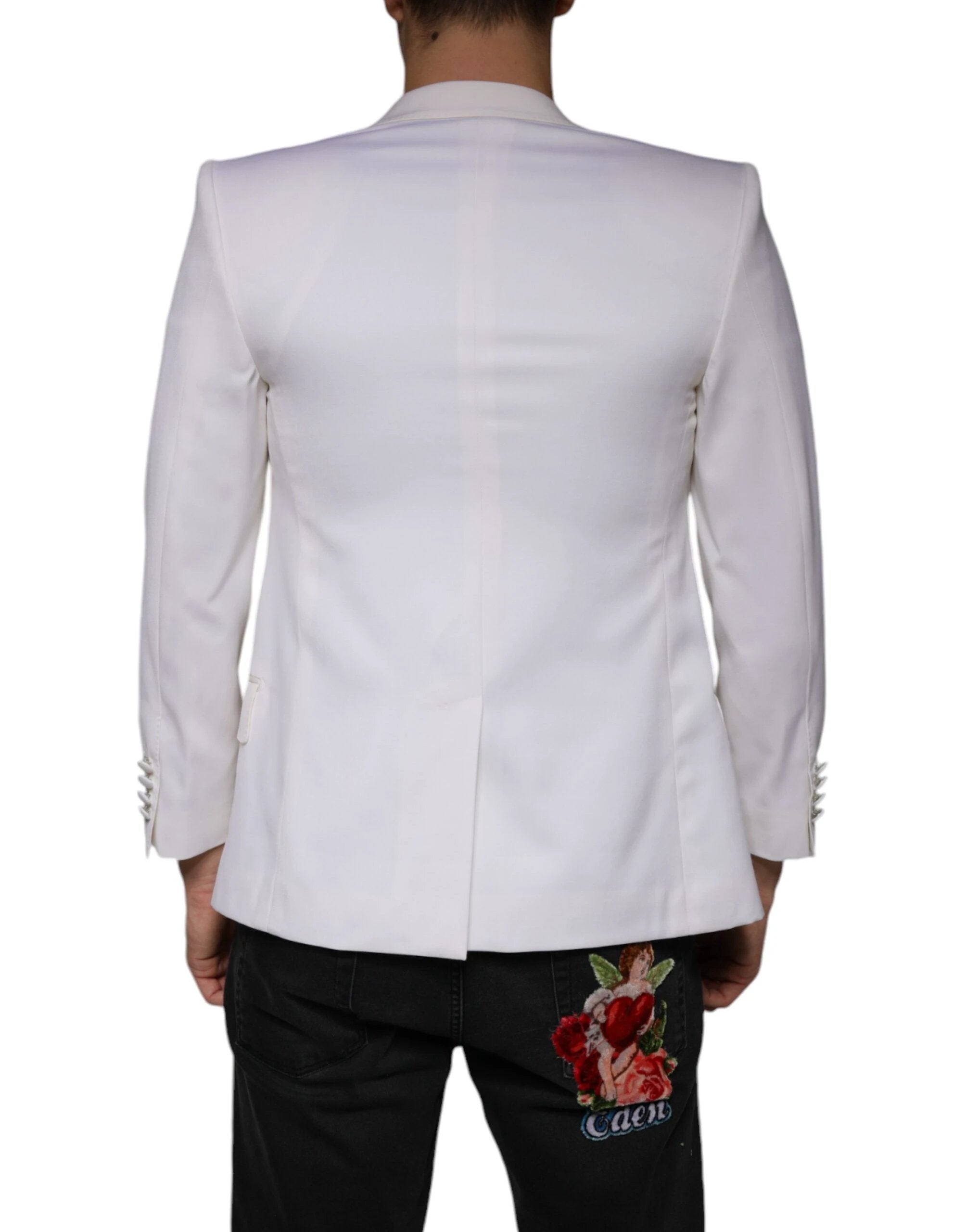 Dolce & Gabbana Off White Wool Single Breasted Dress Blazer by Dolce & Gabbana