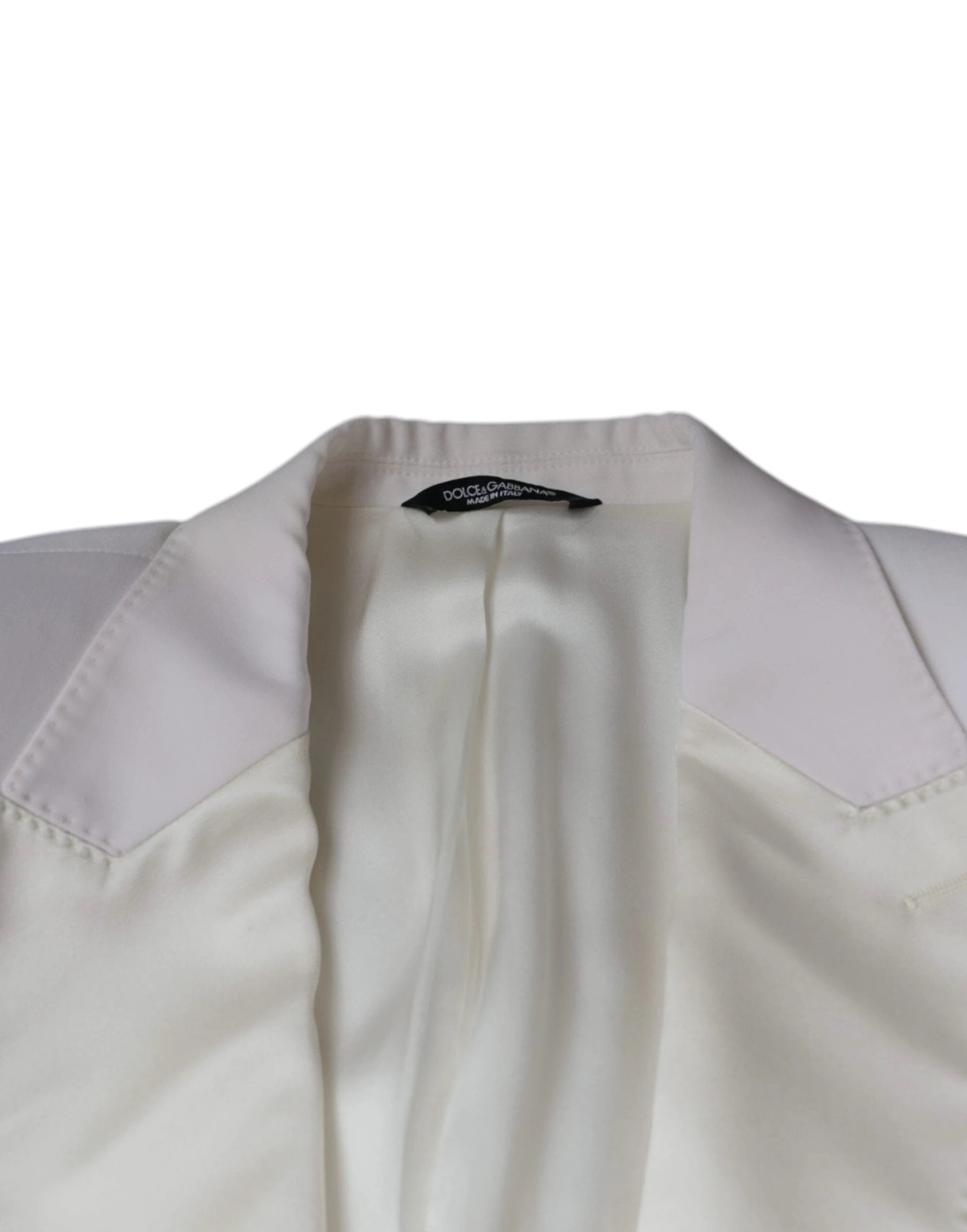 Dolce & Gabbana Off White Wool Single Breasted Dress Blazer by Dolce & Gabbana
