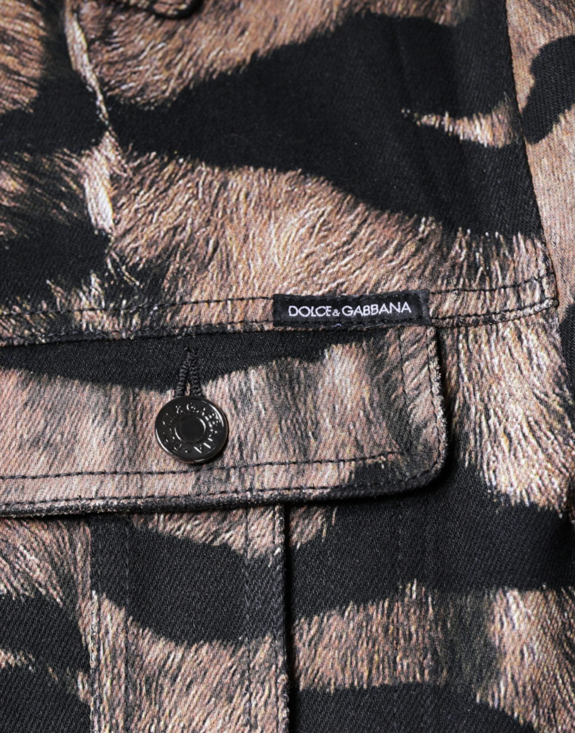 Dolce & Gabbana Brown Tiger Button Down Collared Jacket by Dolce & Gabbana