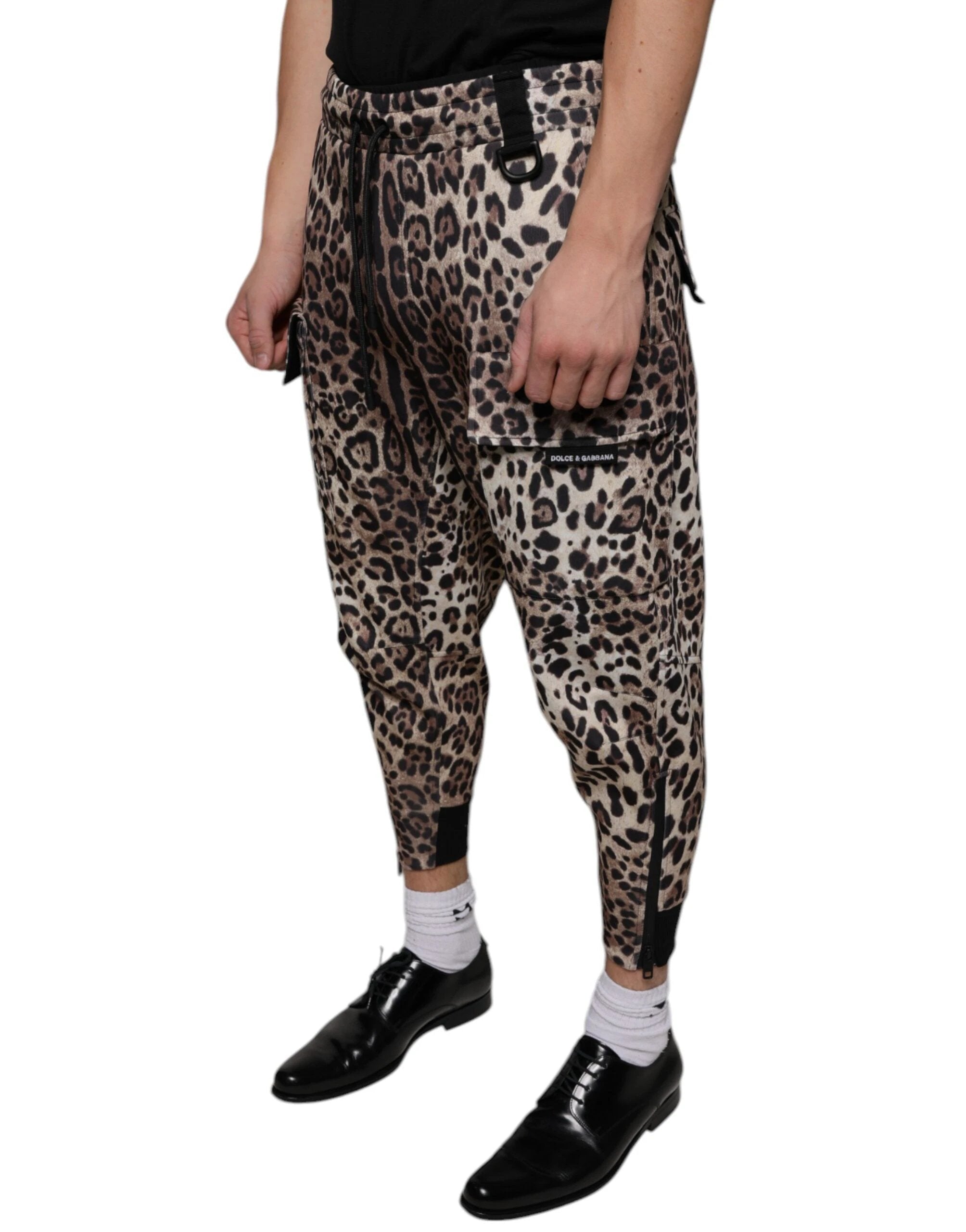 Dolce & Gabbana Brown Leopard Polyester Jogger Pants by Dolce & Gabbana