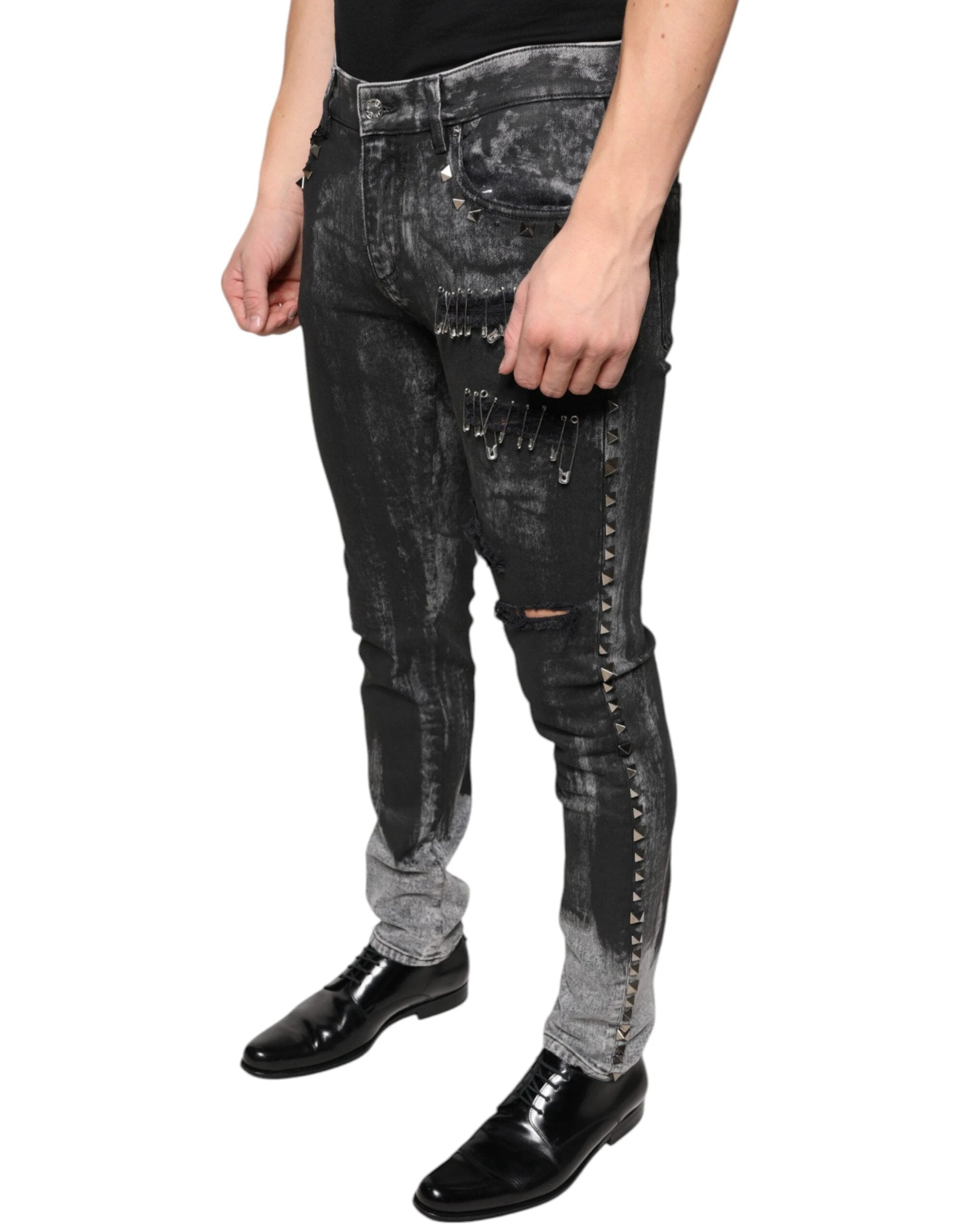 Dolce & Gabbana Black Embellished Cotton Skinny Denim Jeans by Dolce & Gabbana