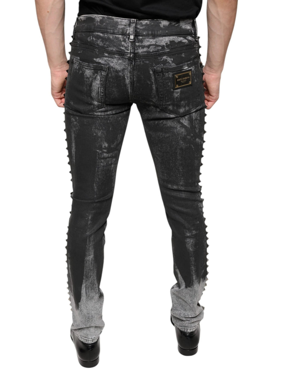 Dolce & Gabbana Black Embellished Cotton Skinny Denim Jeans by Dolce & Gabbana