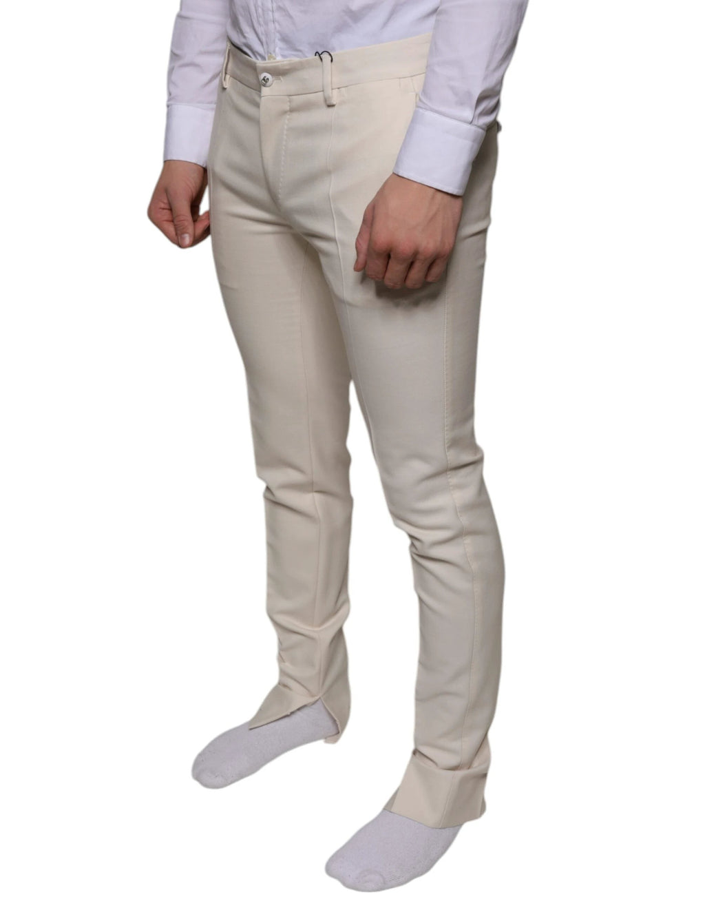 Dolce & Gabbana Off White Chino Wool Skinny Pants by Dolce & Gabbana