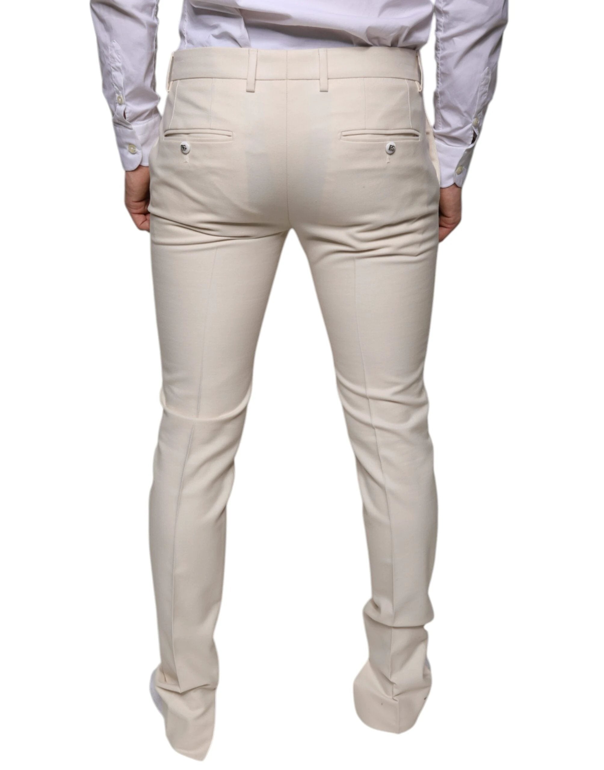 Dolce & Gabbana Off White Chino Wool Skinny Pants by Dolce & Gabbana