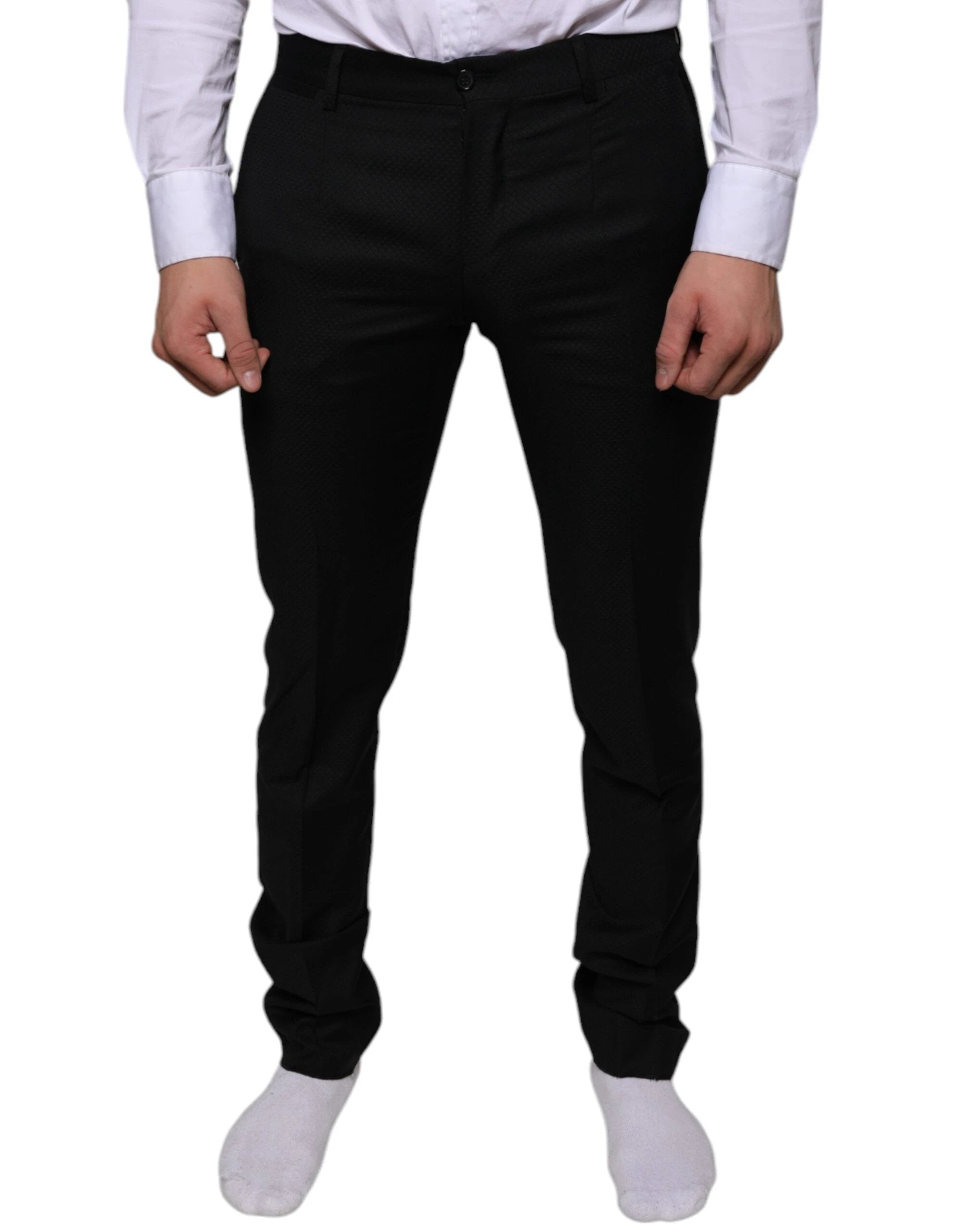 Dolce & Gabbana Black Wool Skinny Dress Formal Pants by Dolce & Gabbana