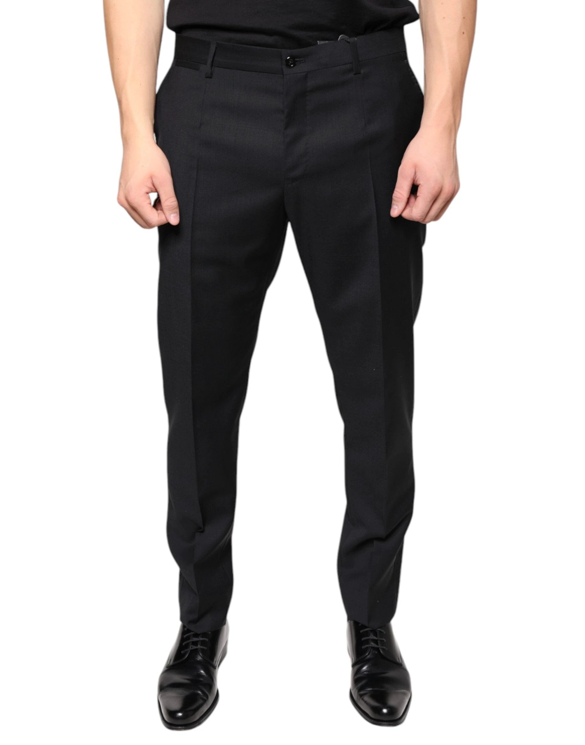 Dolce & Gabbana Black Wool Skinny Men Dress Pants by Dolce & Gabbana