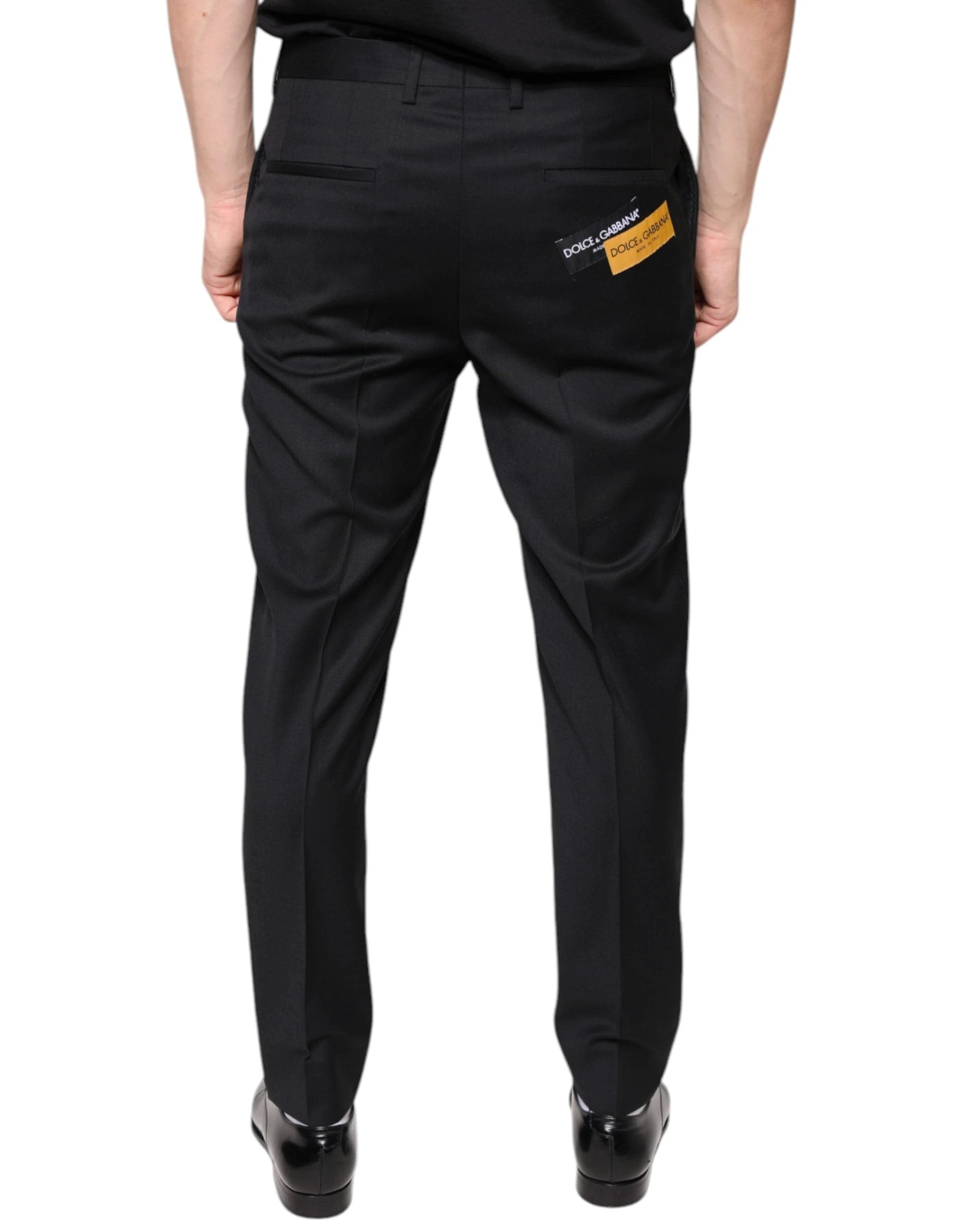 Dolce & Gabbana Black Wool Skinny Men Dress Pants by Dolce & Gabbana