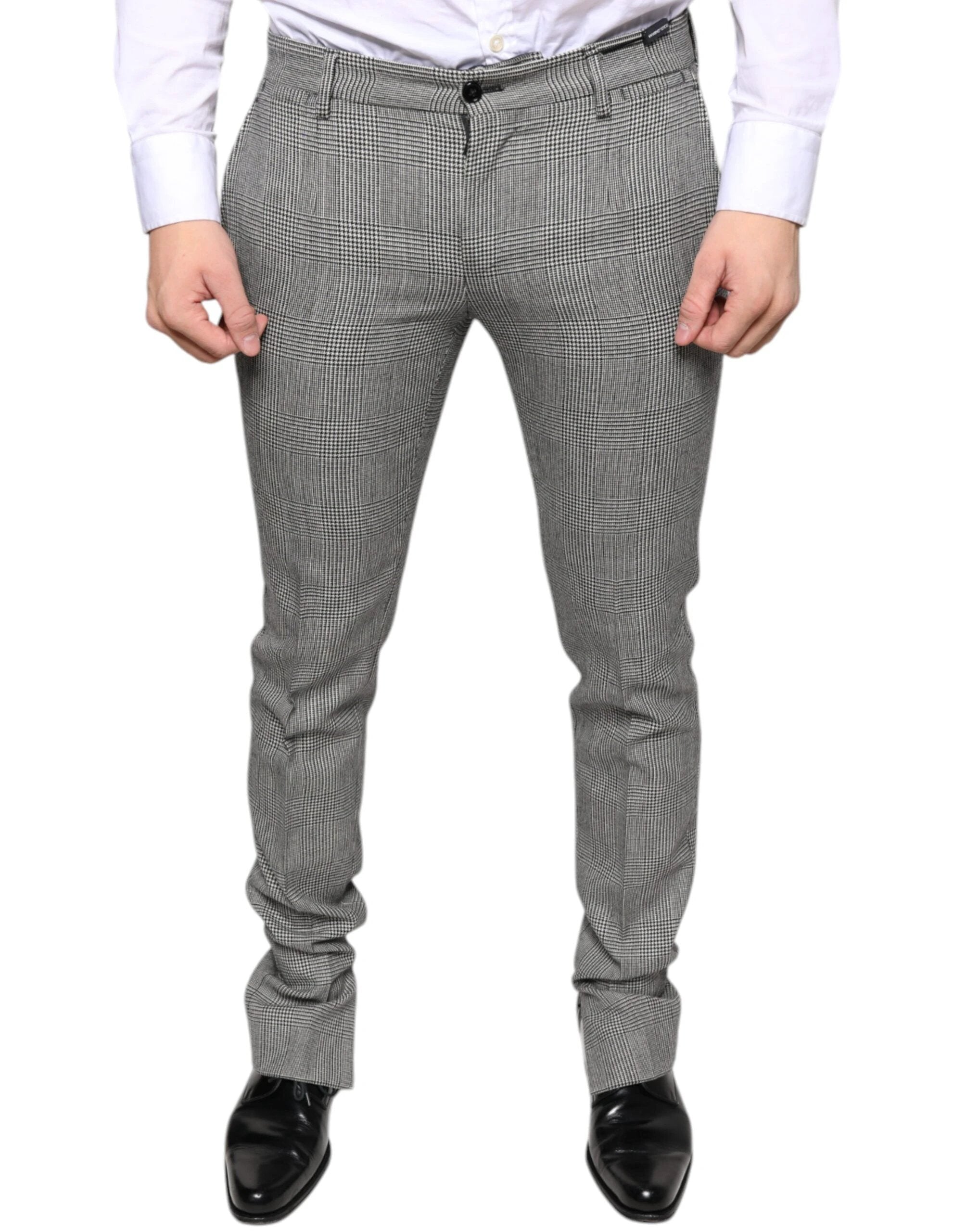 Dolce & Gabbana Gray Check Tartan Wool Skinny Pants by Dolce & Gabbana