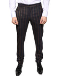 Dolce & Gabbana Brown Stripes Skinny Men Dress Pants by Dolce & Gabbana