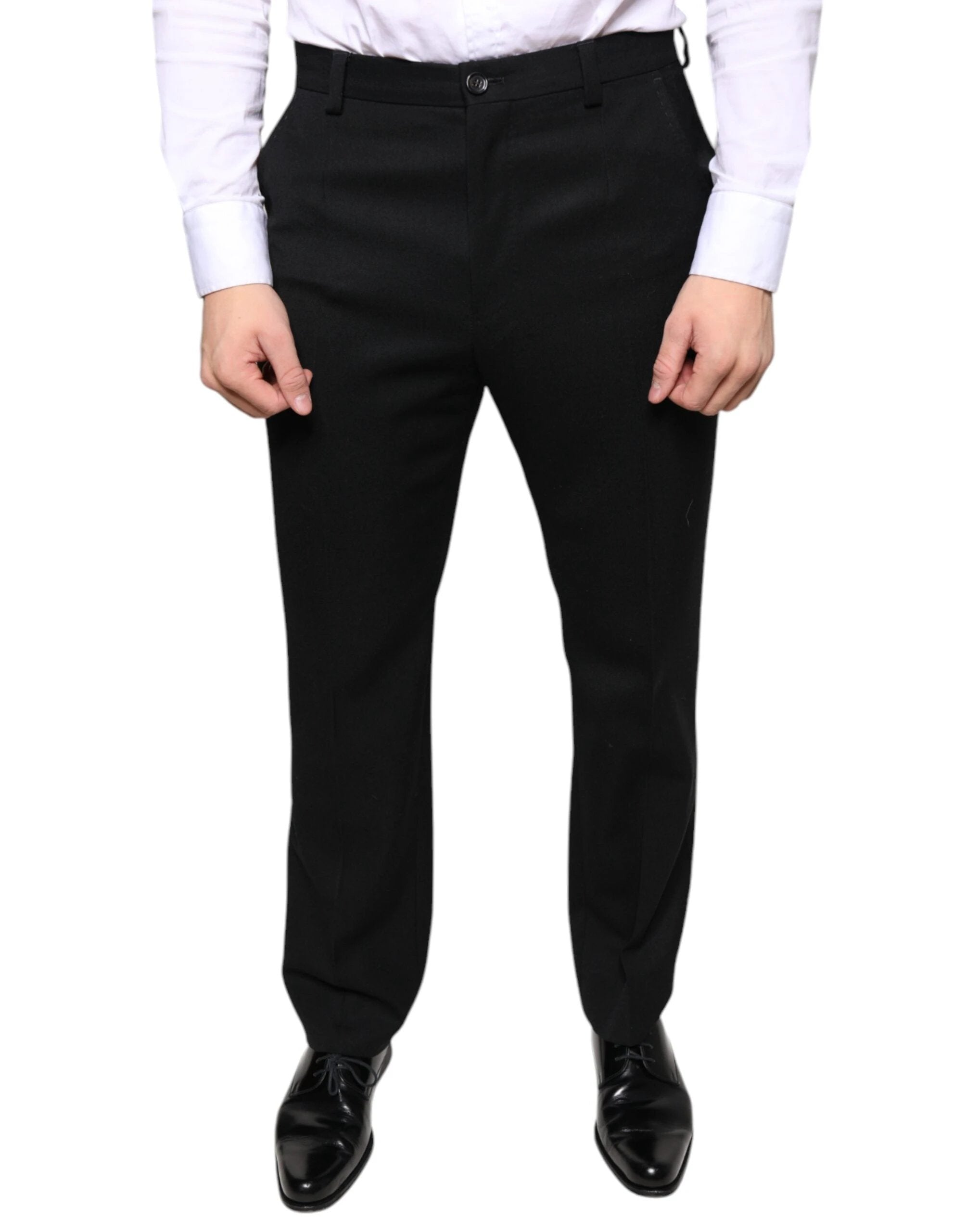 Dolce & Gabbana Black Wool Skinny Men Dress Pants by Dolce & Gabbana