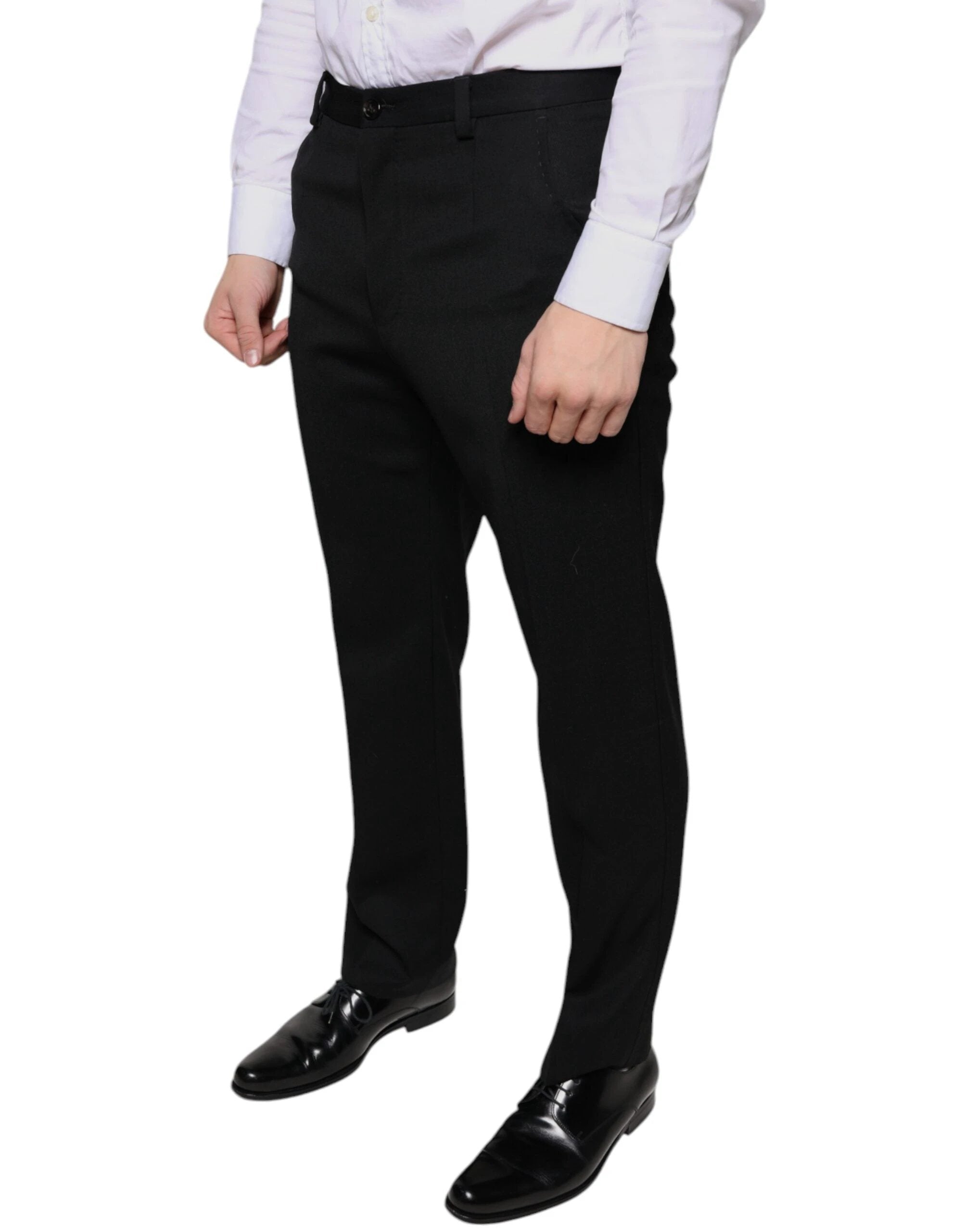 Dolce & Gabbana Black Wool Skinny Men Dress Pants by Dolce & Gabbana