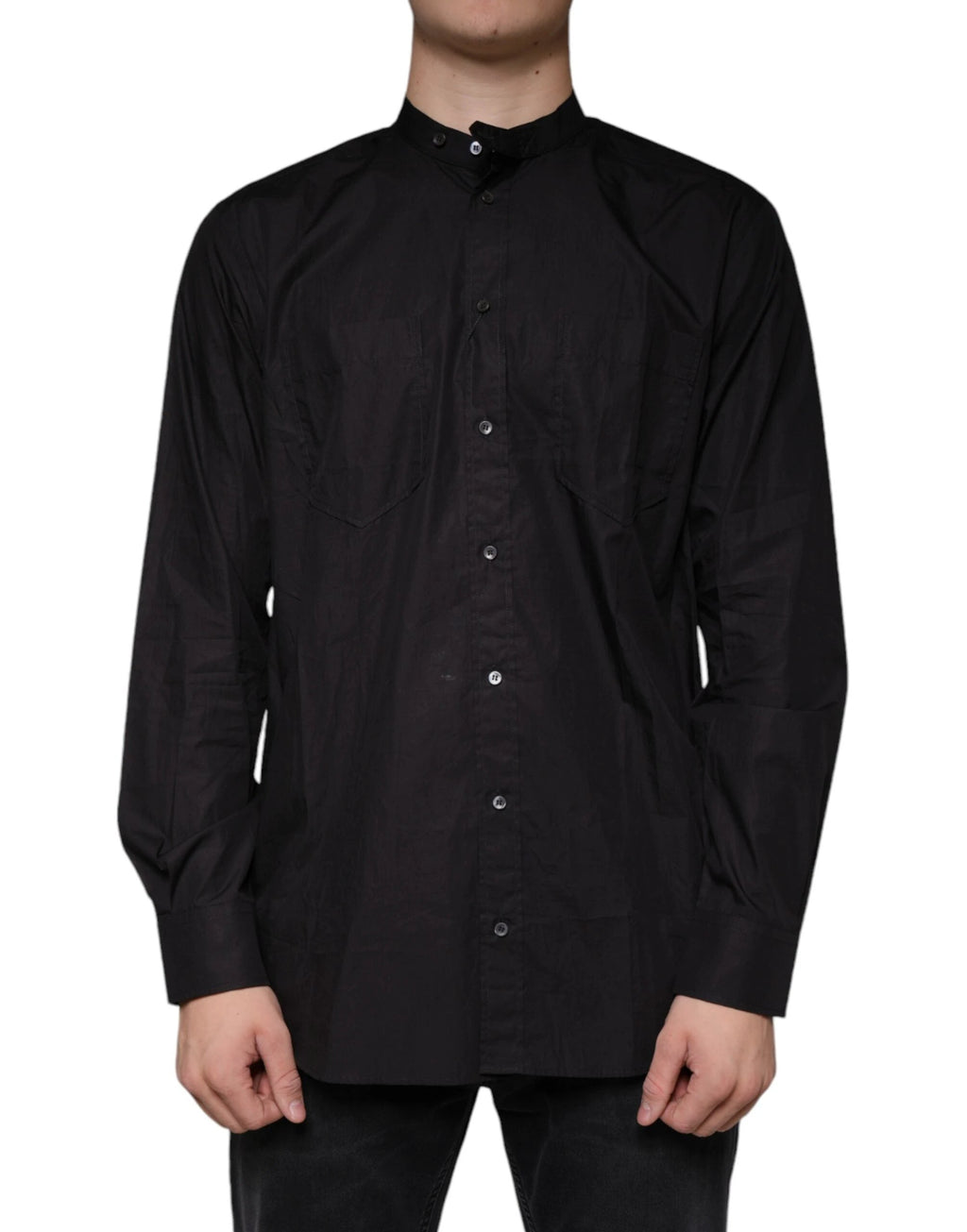 Dolce & Gabbana Black Cotton Button Down Men Casual Shirt by Dolce & Gabbana