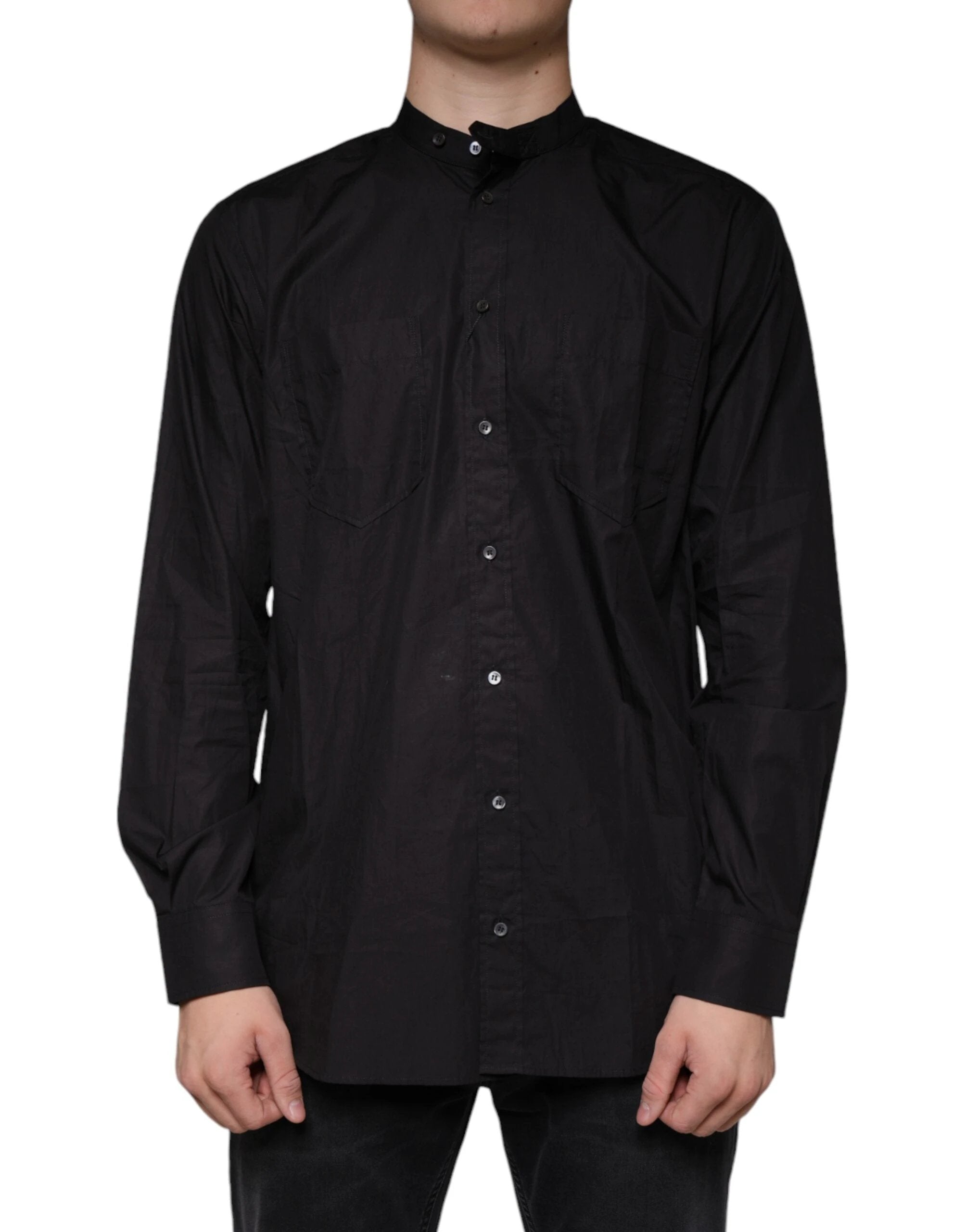 Dolce & Gabbana Black Cotton Button Down Men Casual Shirt by Dolce & Gabbana