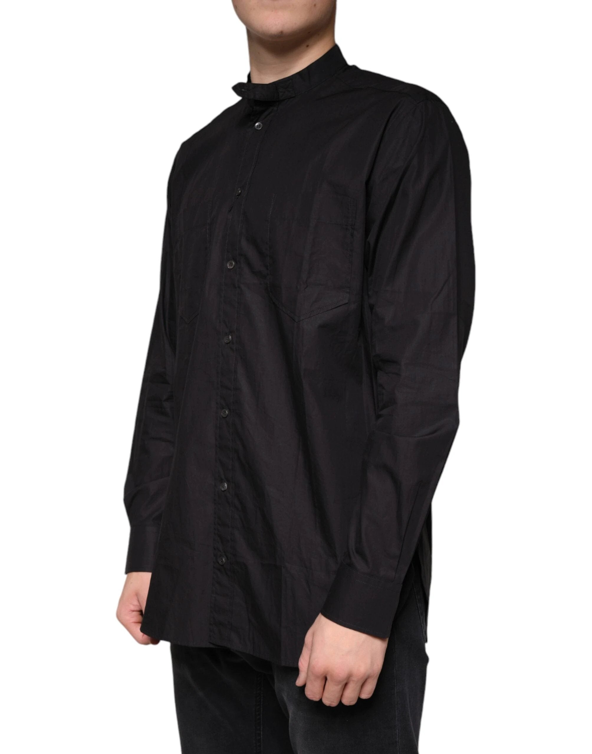 Dolce & Gabbana Black Cotton Button Down Men Casual Shirt by Dolce & Gabbana