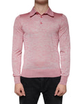Dolce & Gabbana Pink Polyester Long Sleeve Men Polo T-shirt by Dolce & Gabbana