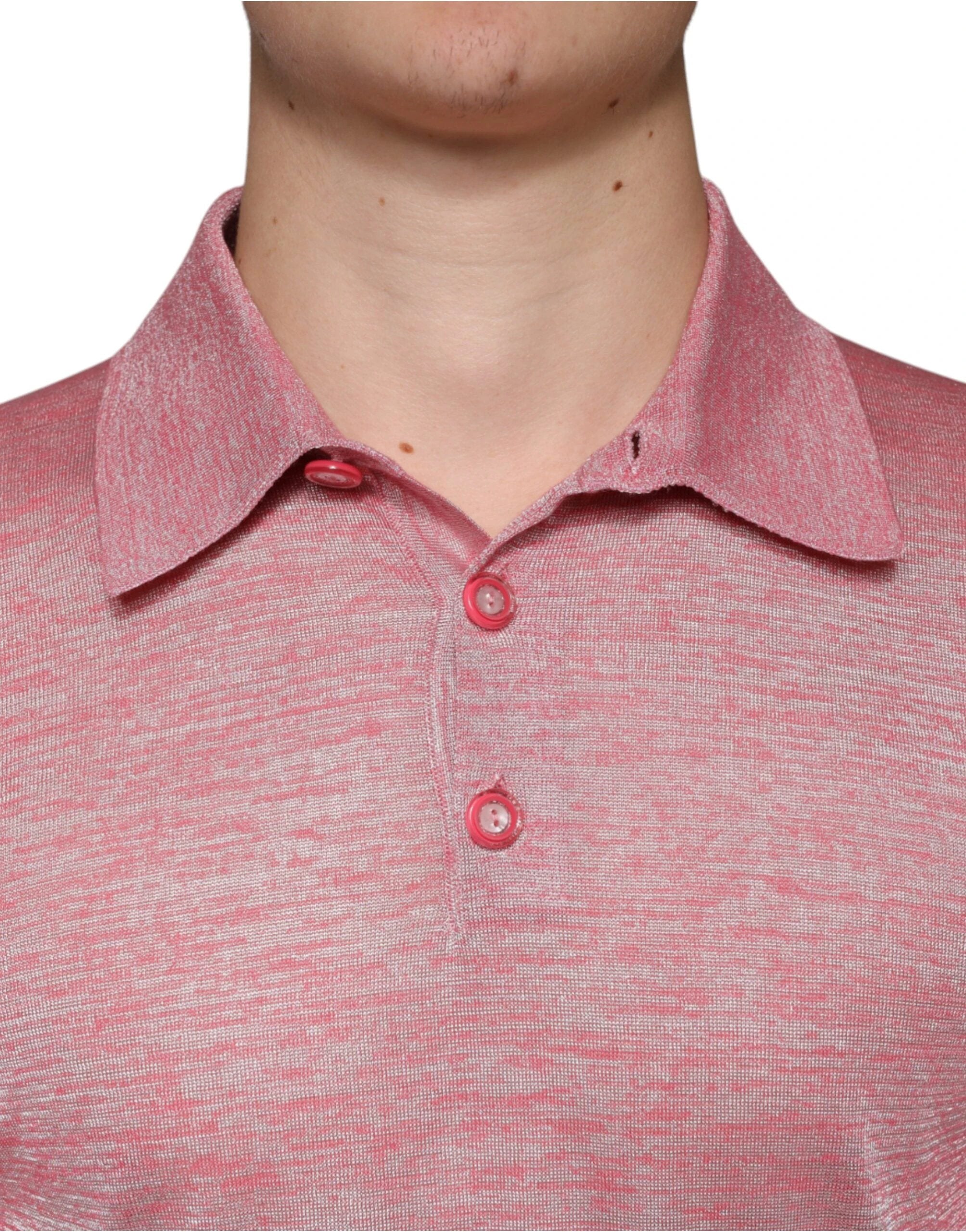Dolce & Gabbana Pink Polyester Long Sleeve Men Polo T-shirt by Dolce & Gabbana