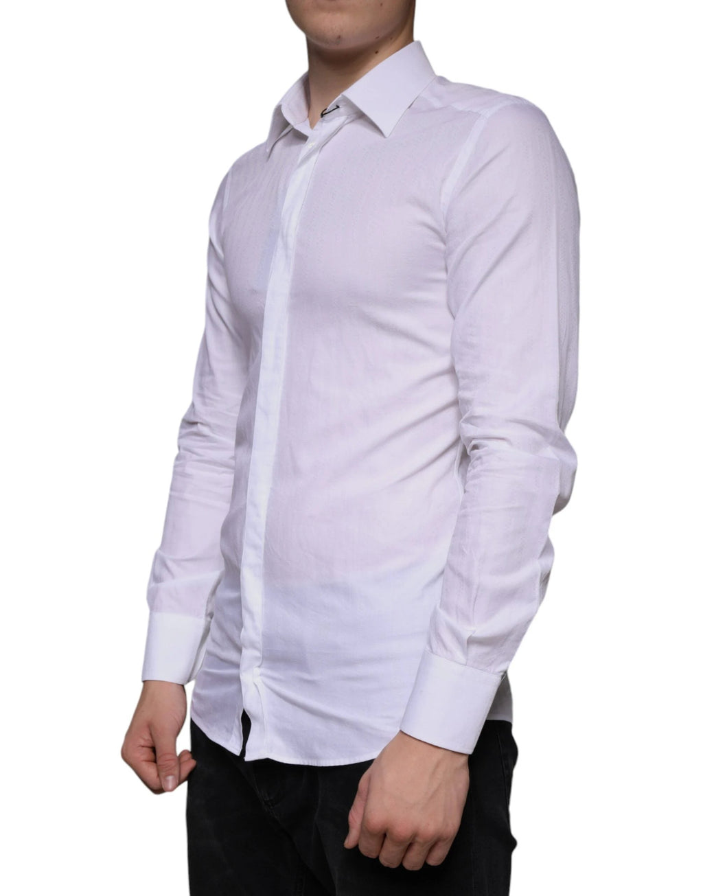 Dolce & Gabbana White Cotton Men Dress GOLD Formal Shirt by Dolce & Gabbana