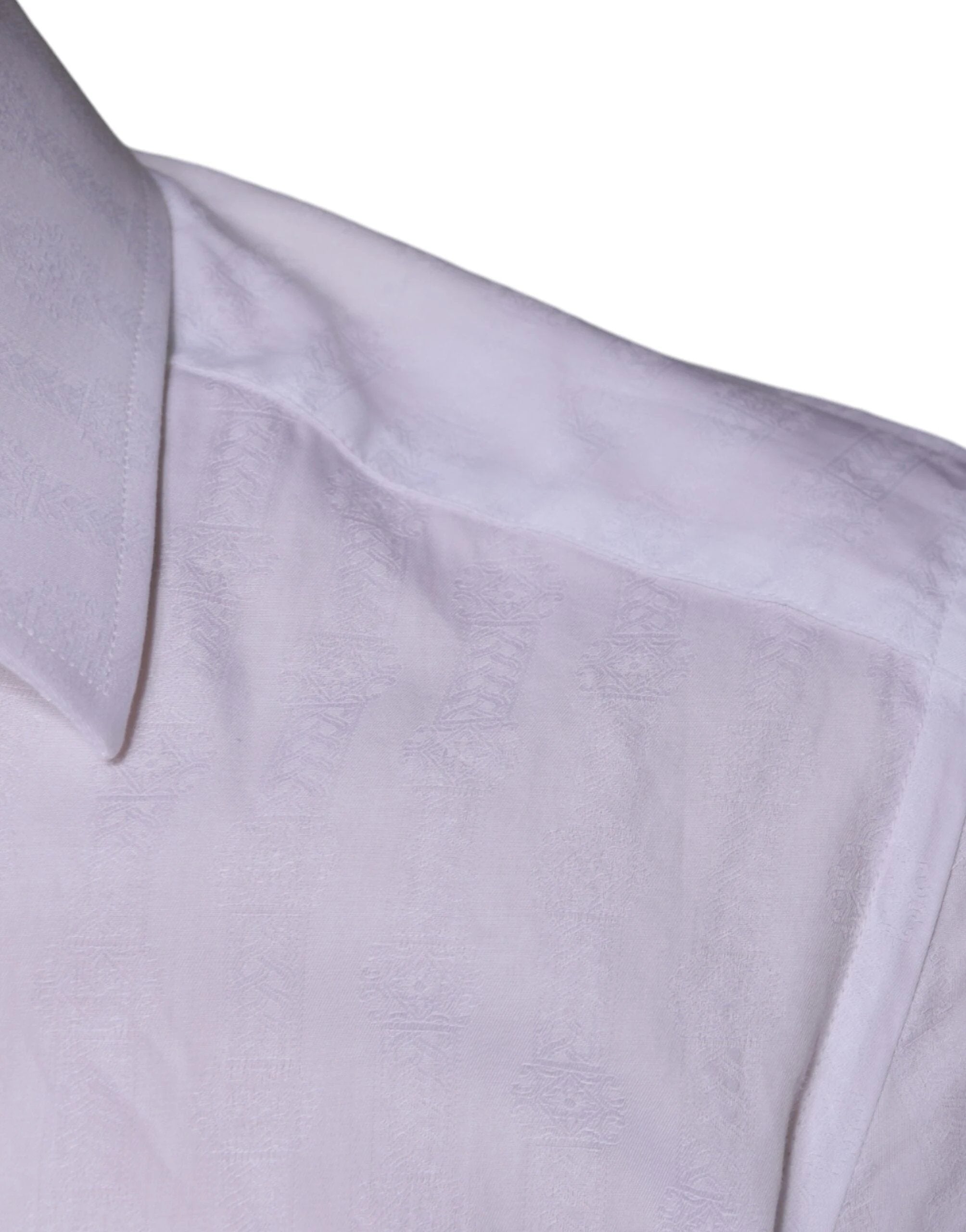 Dolce & Gabbana White Cotton Men Dress GOLD Formal Shirt by Dolce & Gabbana