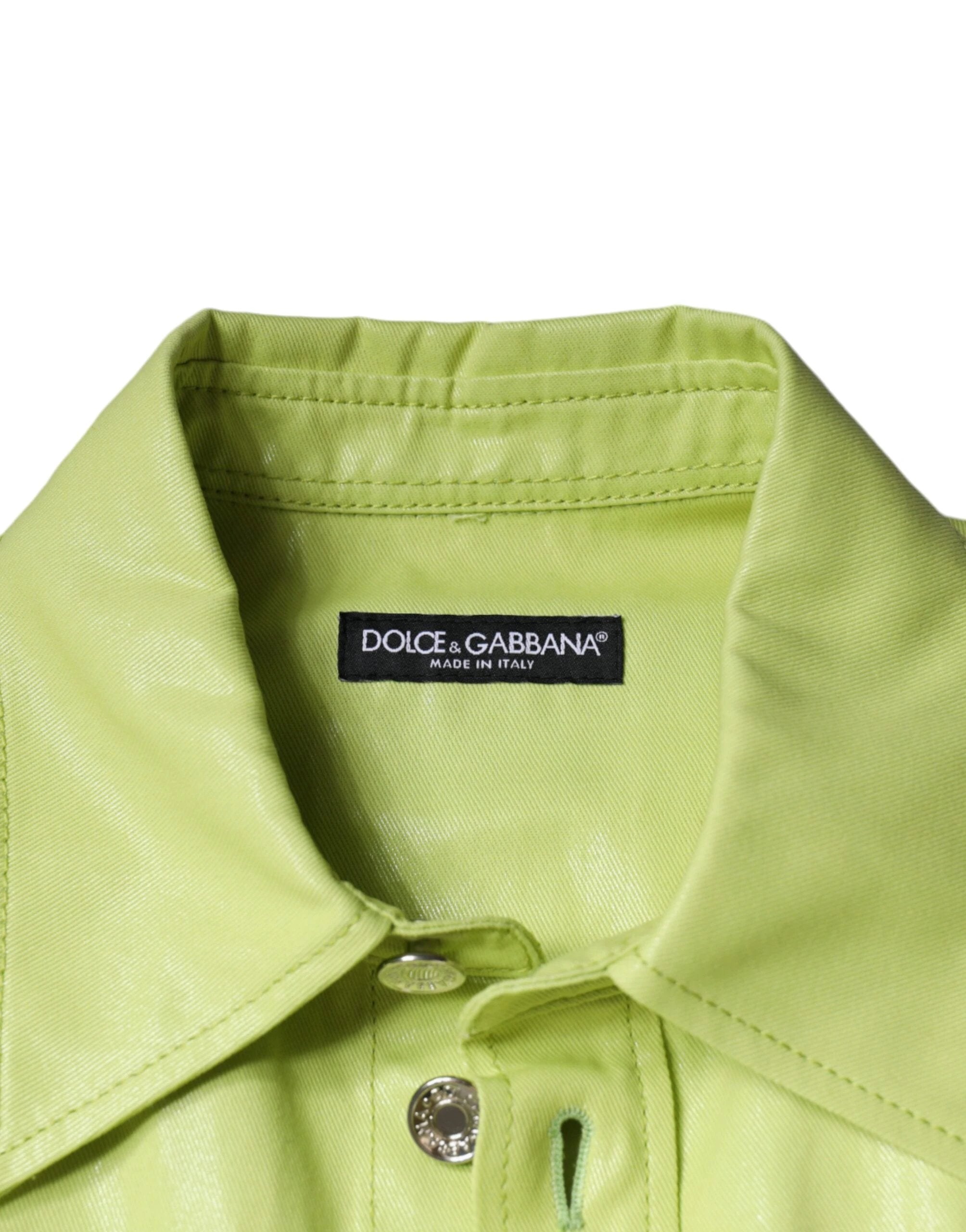Dolce & Gabbana Green Cotton Collared Men Button Down Shirt by Dolce & Gabbana