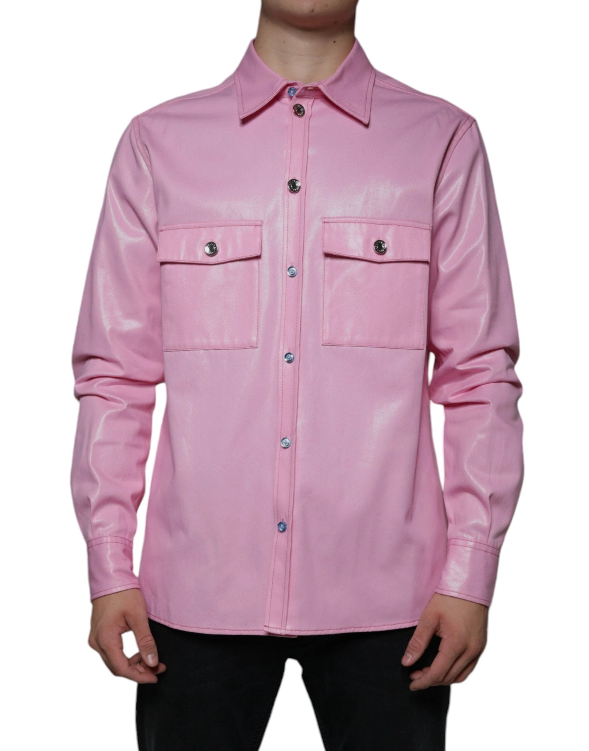 Dolce & Gabbana Pink Cotton Collared Button Down Shirt by Dolce & Gabbana