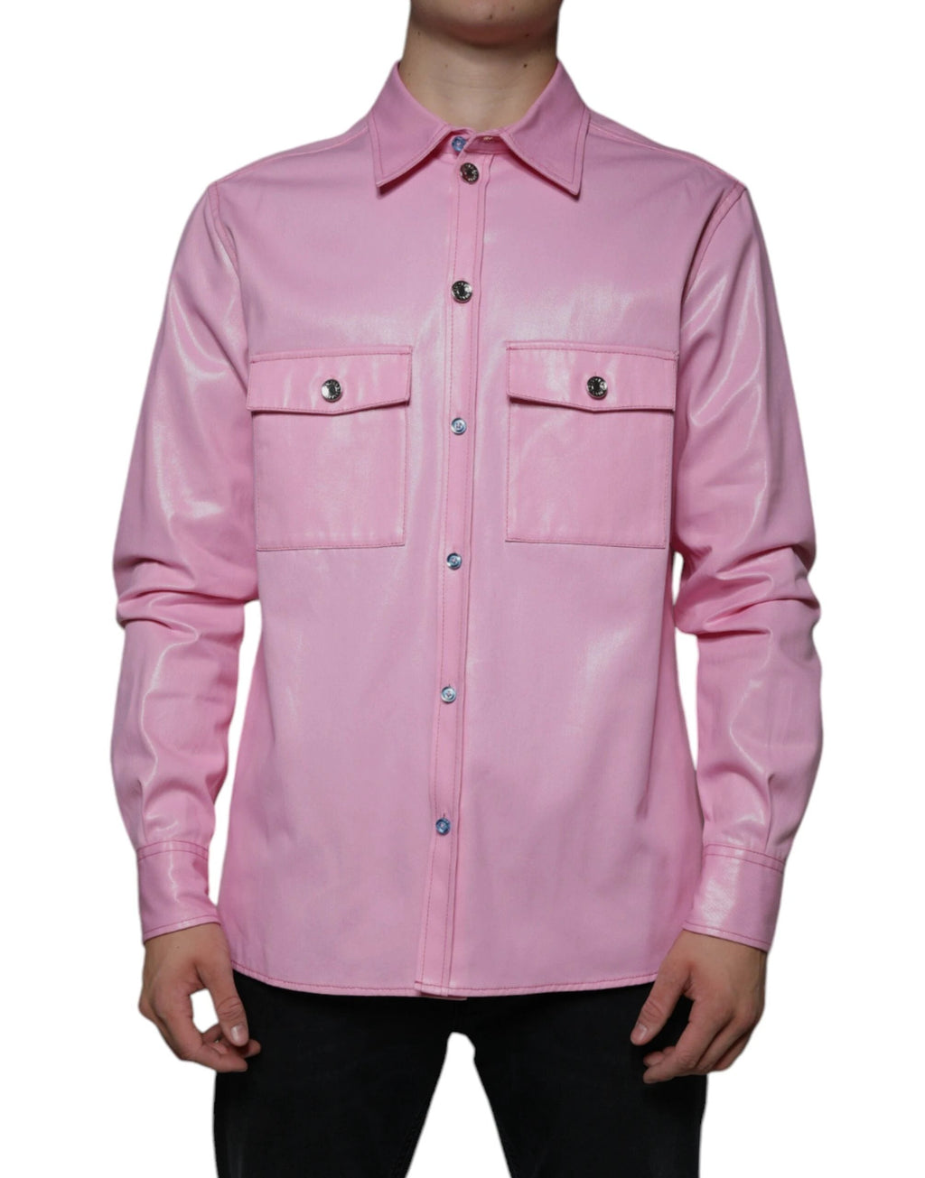 Dolce & Gabbana Pink Cotton Collared Button Down Shirt by Dolce & Gabbana