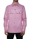 Dolce & Gabbana Pink Cotton Collared Button Down Shirt by Dolce & Gabbana