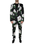 Dolce & Gabbana Black Rose Cotton Men Formal 2 Piece Suit by Dolce & Gabbana