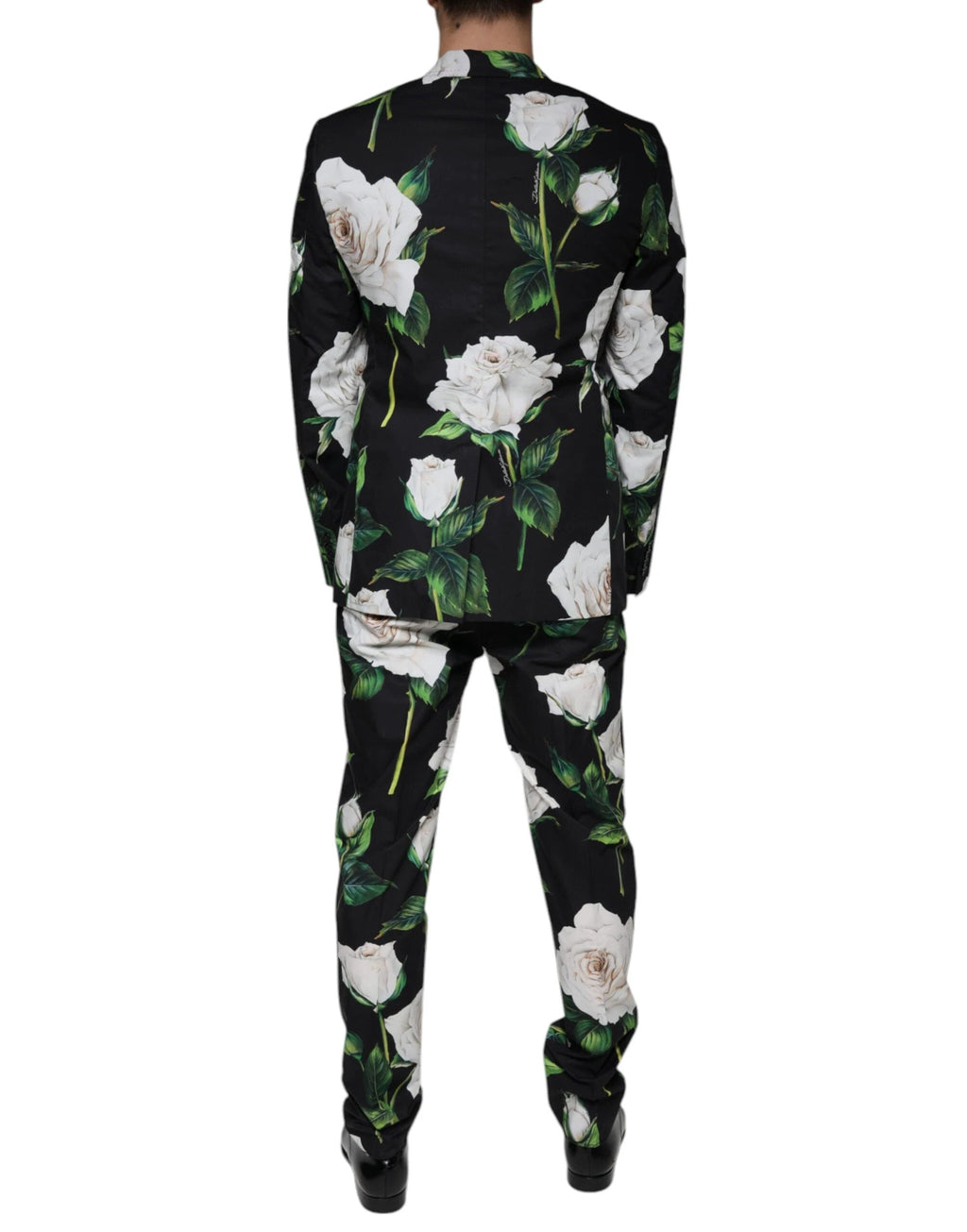 Dolce & Gabbana Black Rose Cotton Men Formal 2 Piece Suit by Dolce & Gabbana