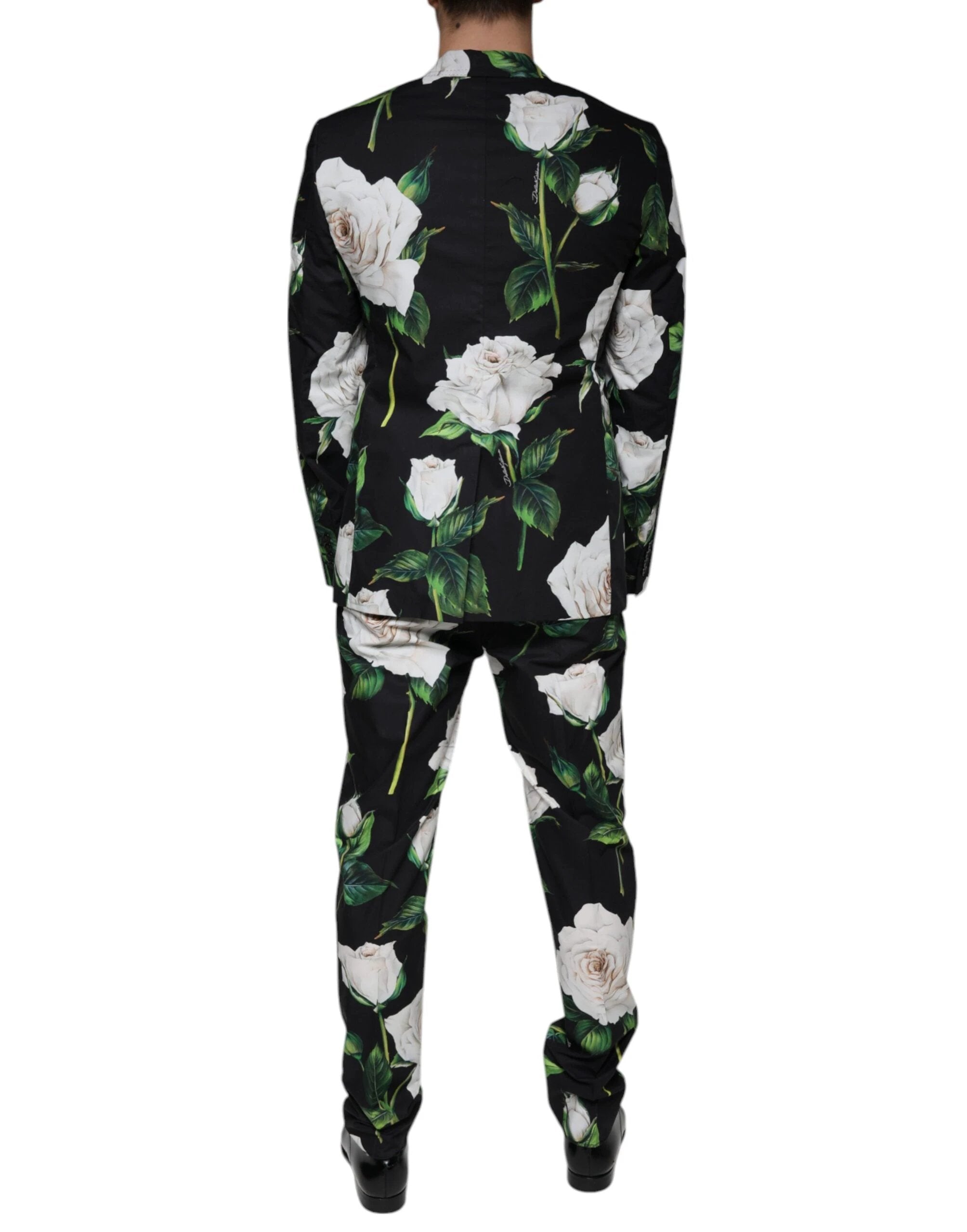 Dolce & Gabbana Black Rose Cotton Men Formal 2 Piece Suit by Dolce & Gabbana