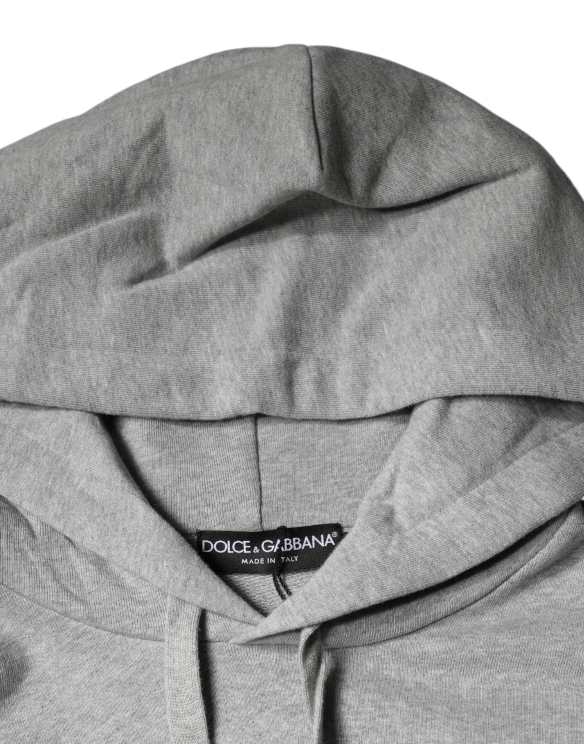 Dolce & Gabbana Gray Cotton Logo Hooded Sweatshirt Sweater by Dolce & Gabbana