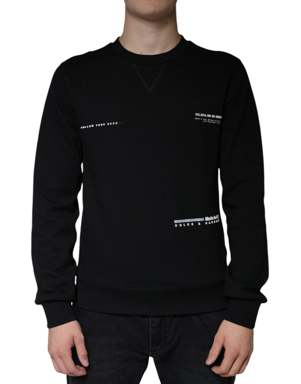 Dolce & Gabbana Black Logo Print CrewNeck Sweatshirt Sweater by Dolce & Gabbana