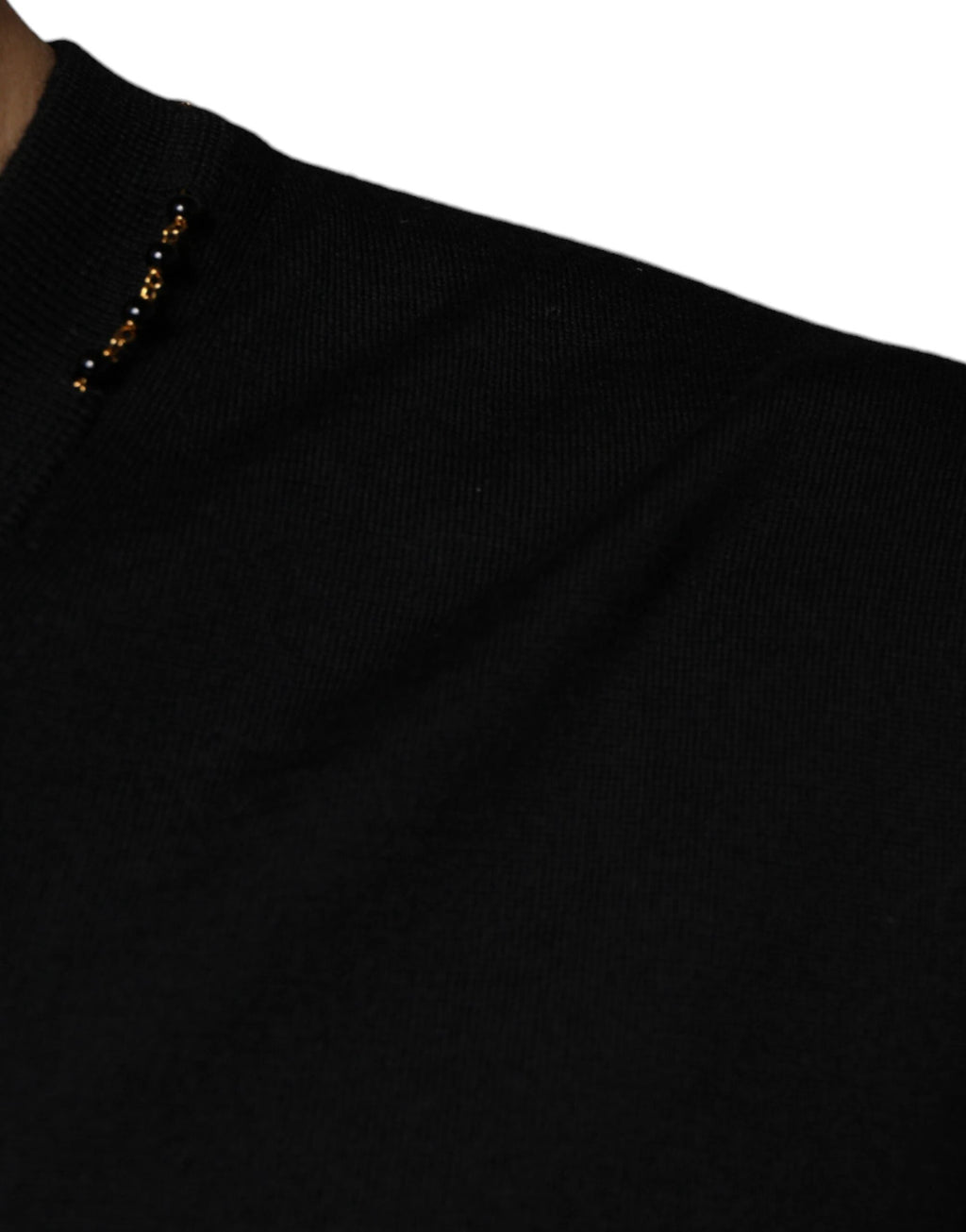 Dolce & Gabbana Black Embellished V-neck Pullover Sweater by Dolce & Gabbana