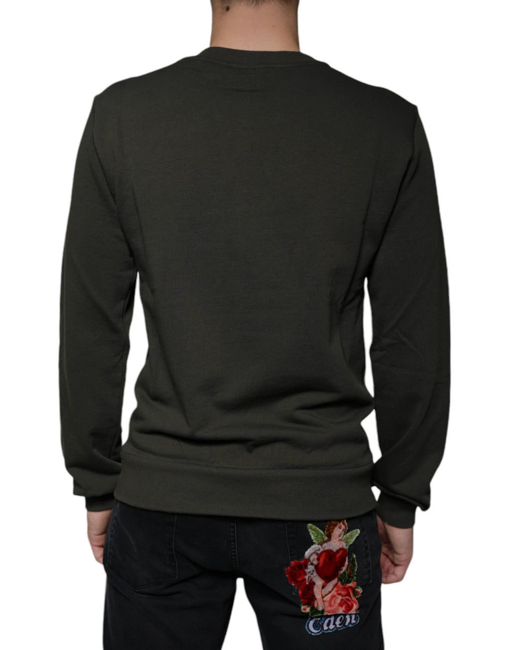 Dolce & Gabbana Army Green DG Crown Crew Neck Pullover Sweater by Dolce & Gabbana