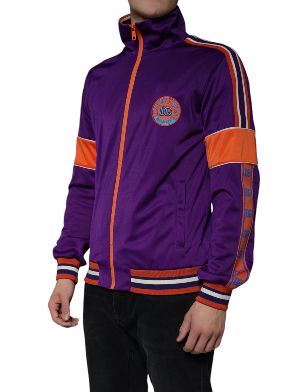 Dolce & Gabbana Purple Polyester Full Zip Long Sleeve Sweater by Dolce & Gabbana