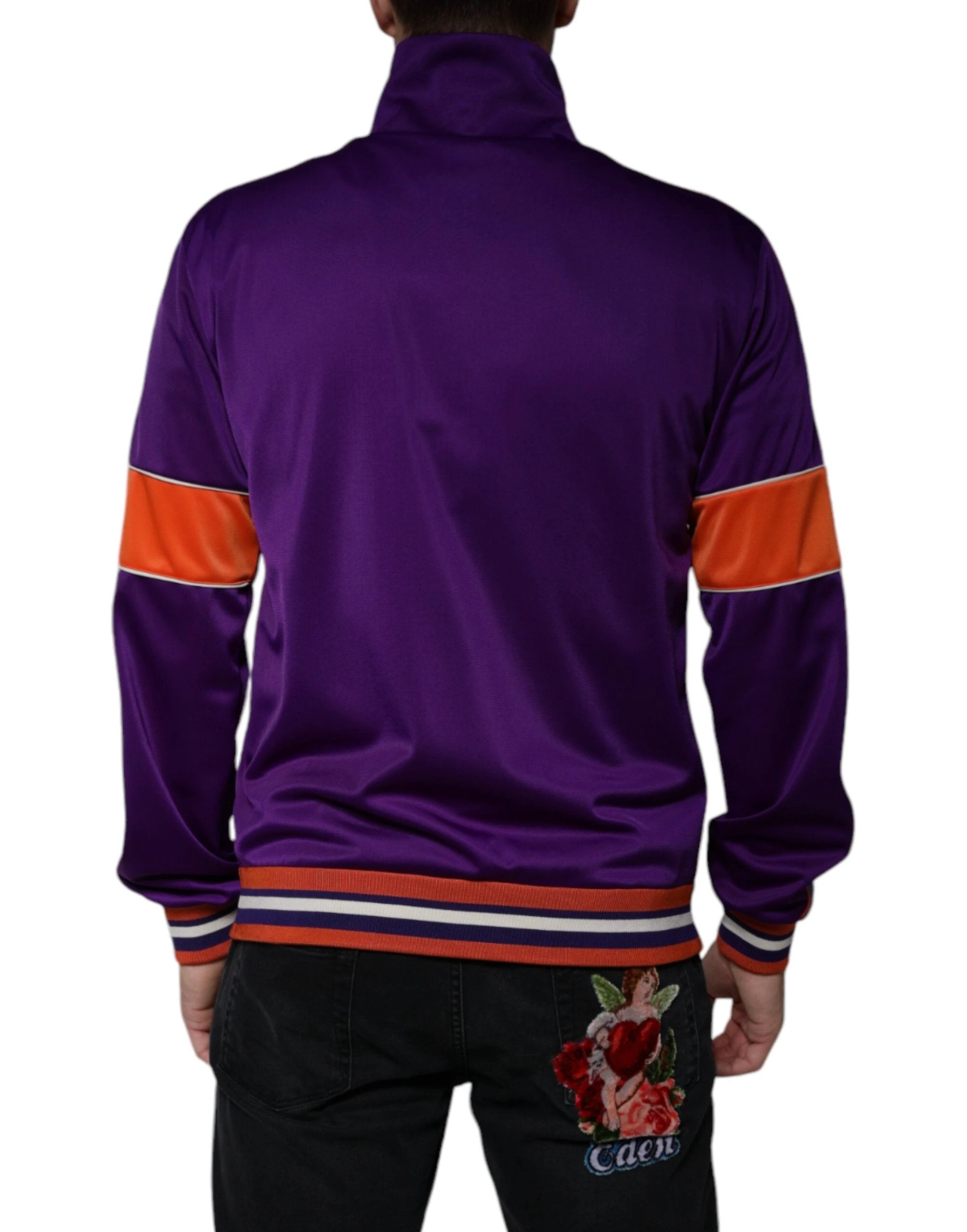 Dolce & Gabbana Purple Polyester Full Zip Long Sleeve Sweater by Dolce & Gabbana