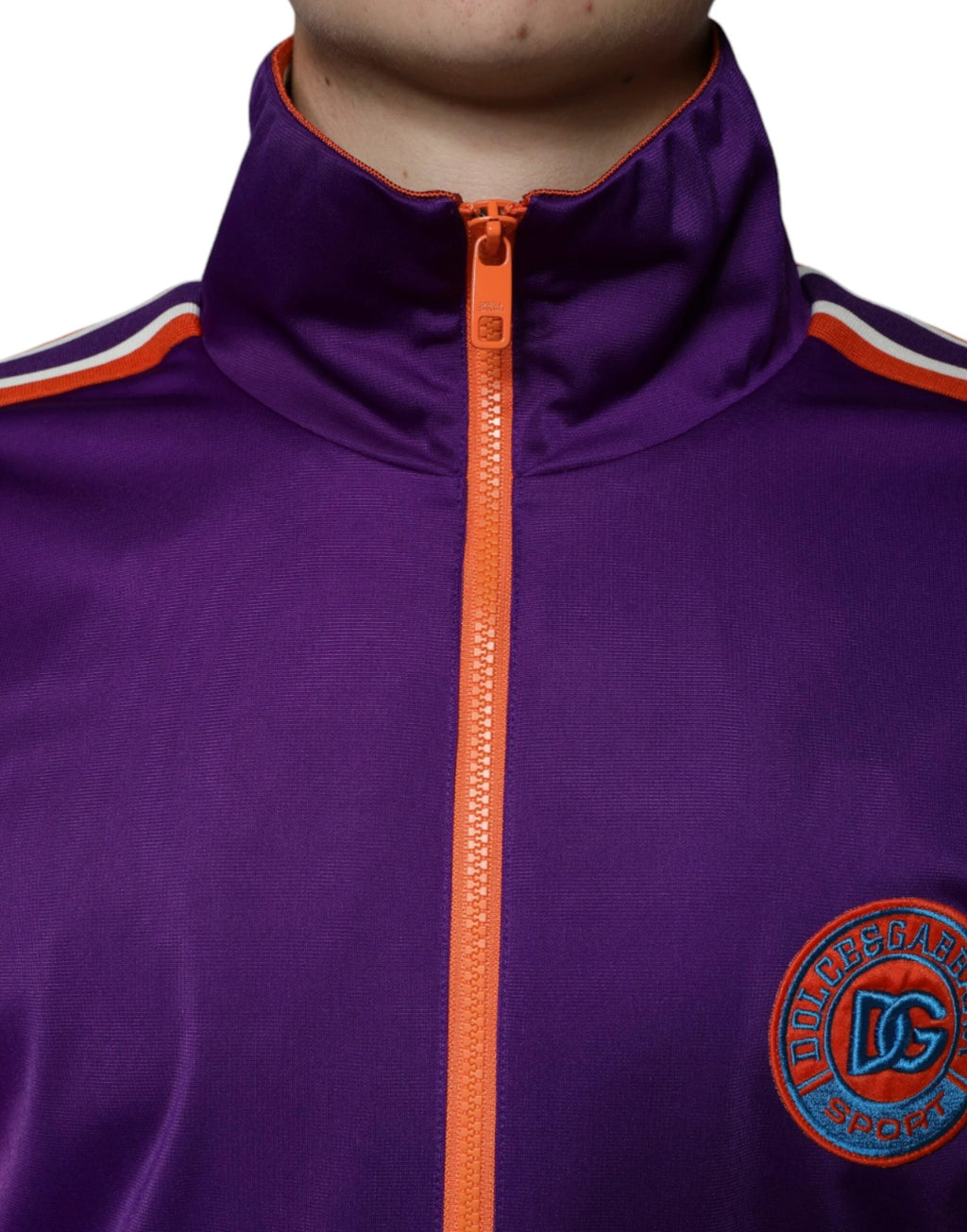 Dolce & Gabbana Purple Polyester Full Zip Long Sleeve Sweater by Dolce & Gabbana