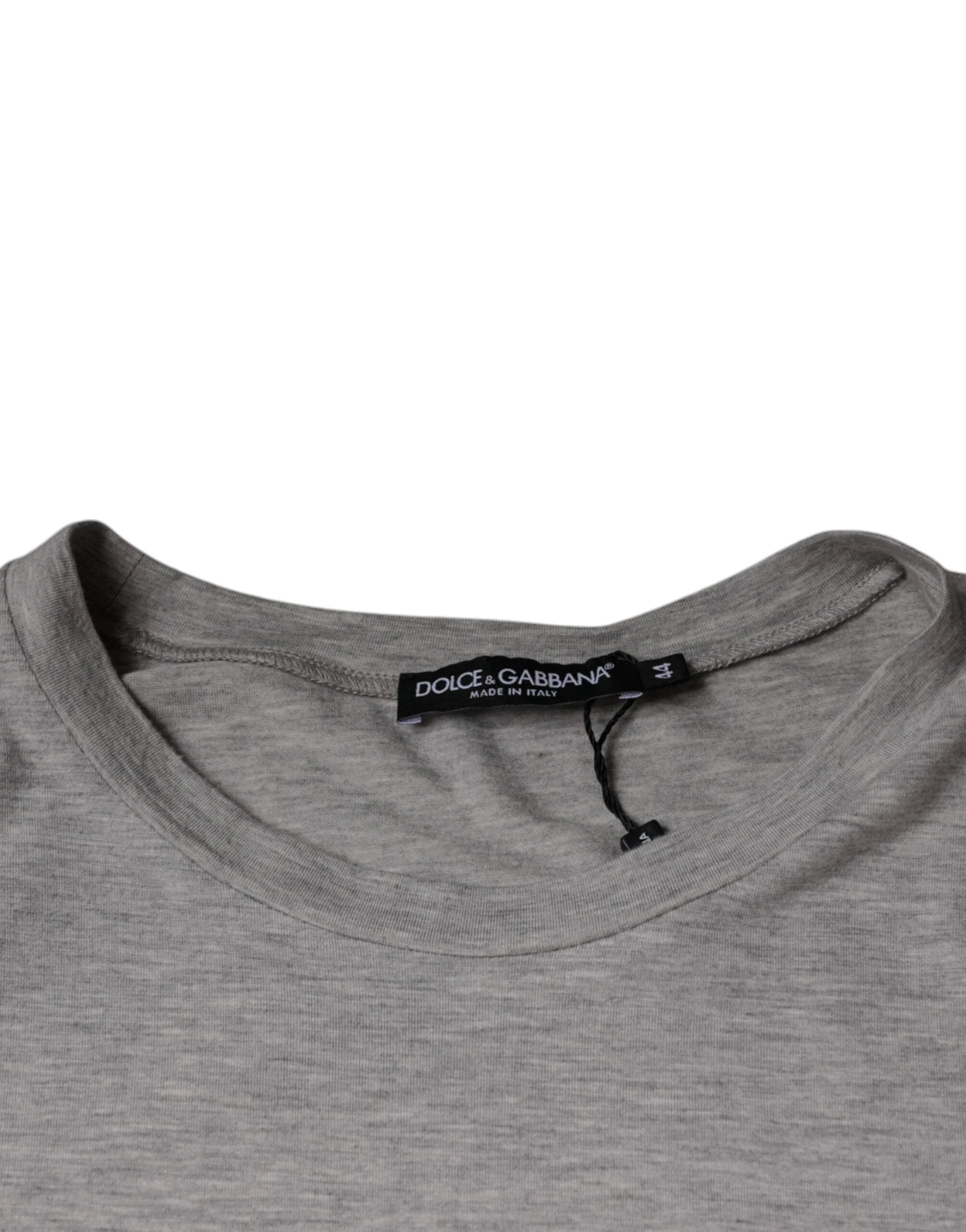 Dolce & Gabbana Gray Logo Print Crewneck Short Sleeve T-shirt by Dolce & Gabbana