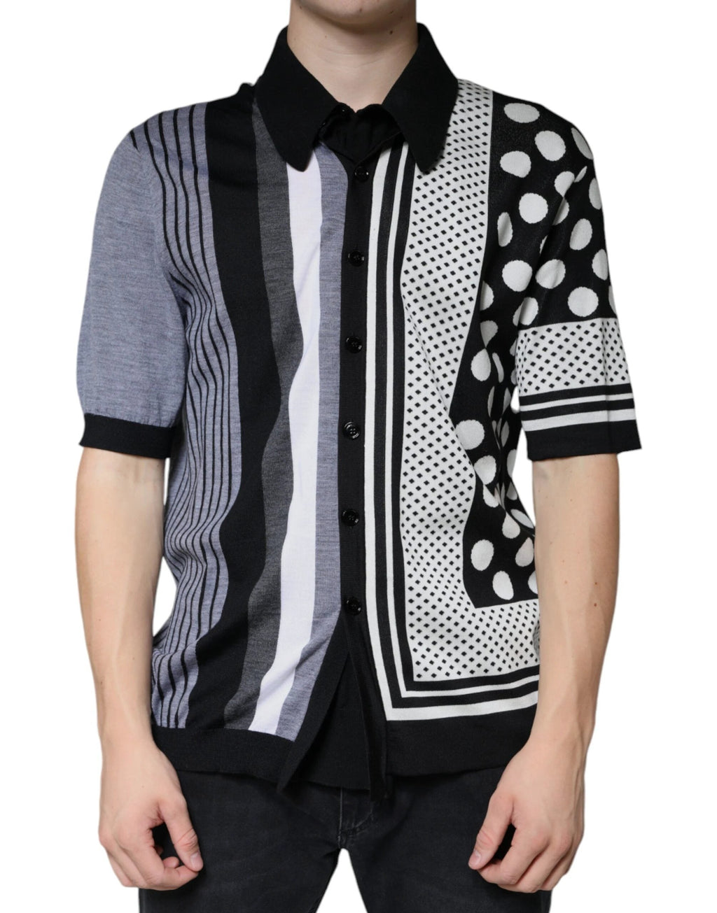 Dolce & Gabbana Black White Polka Dot Collared Polo T-shirt by Dolce & Gabbana