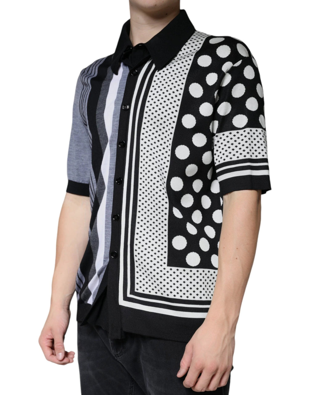 Dolce & Gabbana Black White Polka Dot Collared Polo T-shirt by Dolce & Gabbana