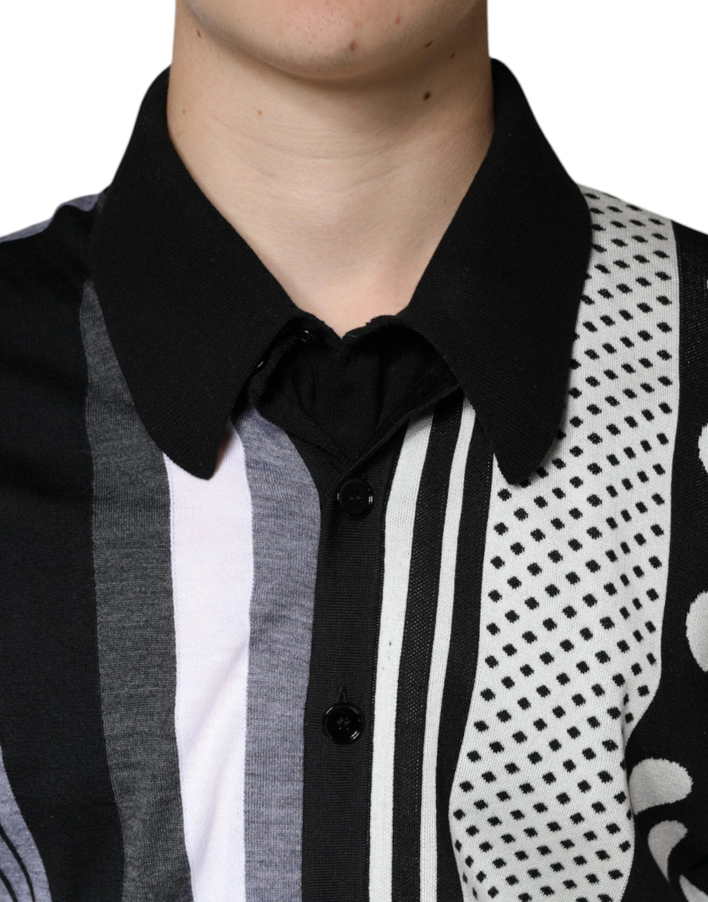Dolce & Gabbana Black White Polka Dot Collared Polo T-shirt by Dolce & Gabbana