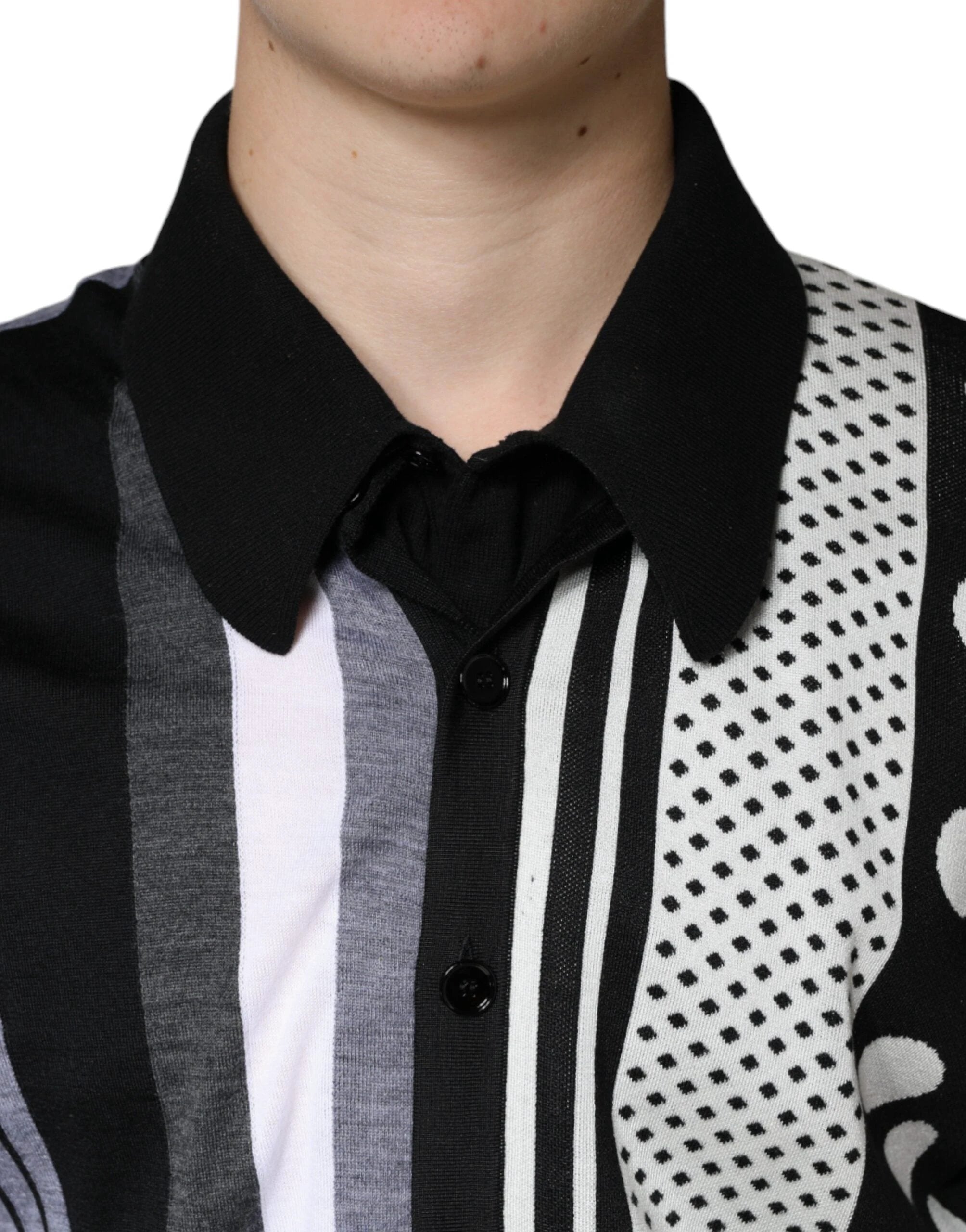 Dolce & Gabbana Black White Polka Dot Collared Polo T-shirt by Dolce & Gabbana