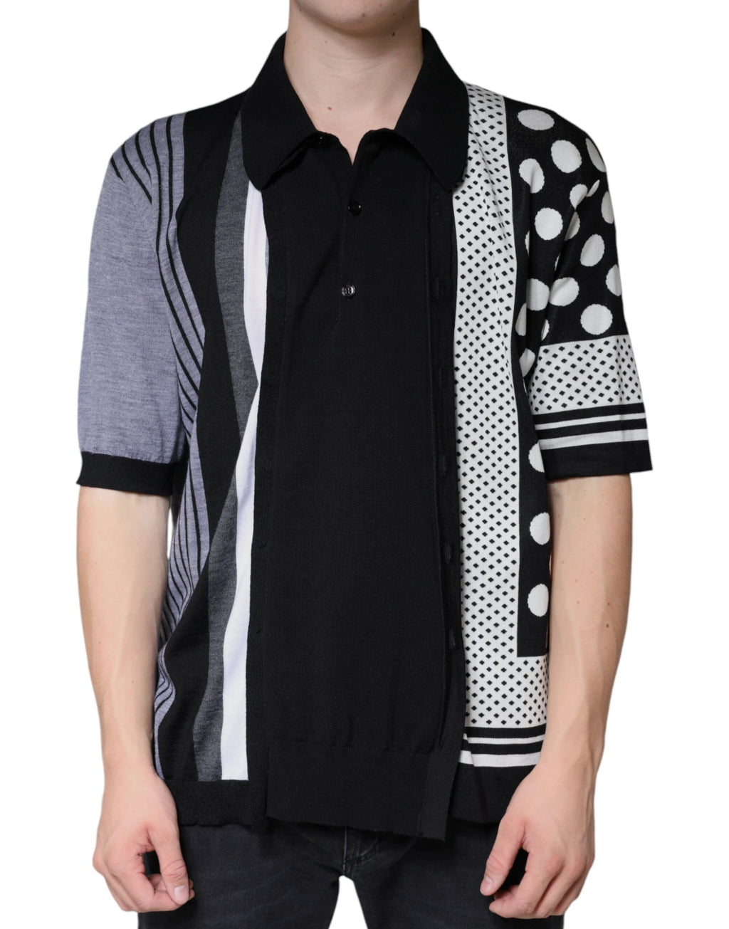 Dolce & Gabbana Black White Polka Dot Collared Polo T-shirt by Dolce & Gabbana