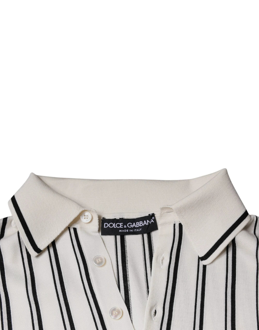 Dolce & Gabbana White Black Stripe Polo Short Sleeve T-shirt by Dolce & Gabbana