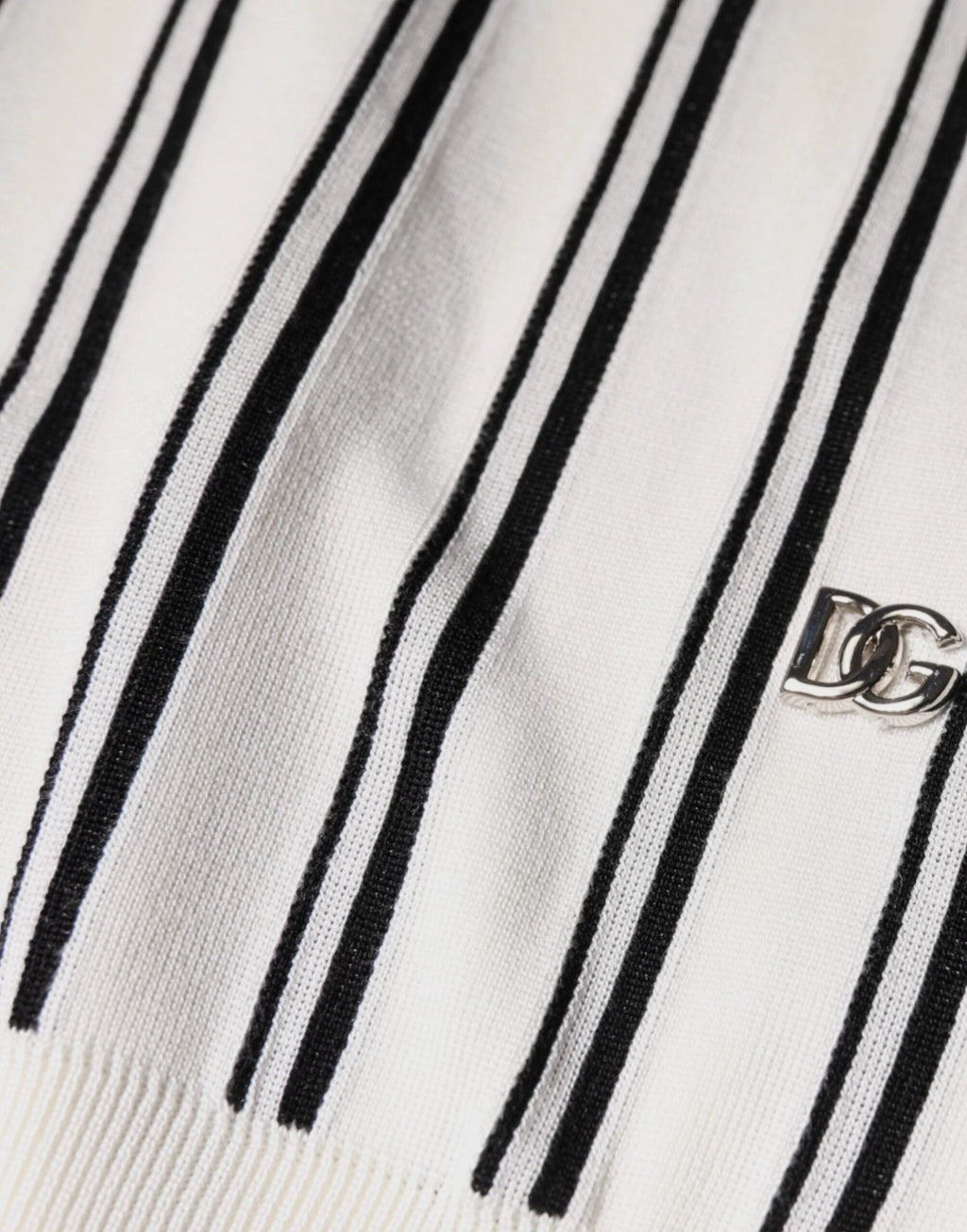 Dolce & Gabbana White Black Stripe Polo Short Sleeve T-shirt by Dolce & Gabbana