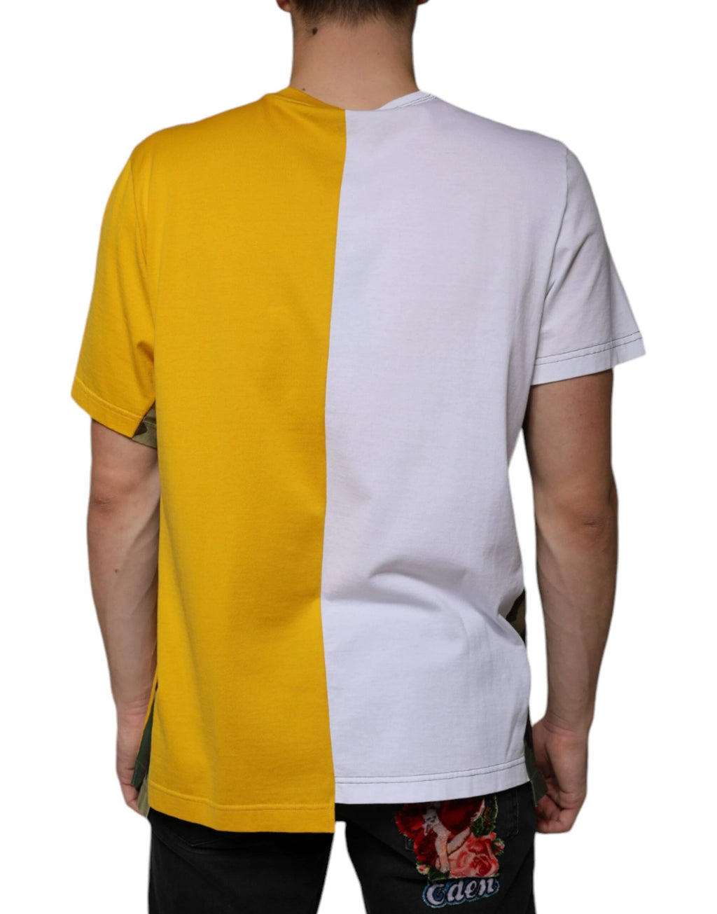 Dolce & Gabbana White Yellow Logo Print Short Sleeve T-shirt by Dolce & Gabbana