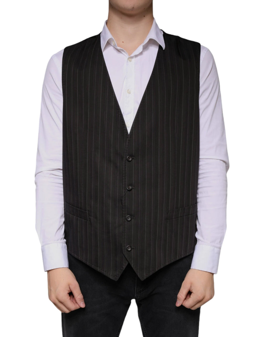 Dolce & Gabbana Black Cotton Waistcoat Dress Formal Vest by Dolce & Gabbana