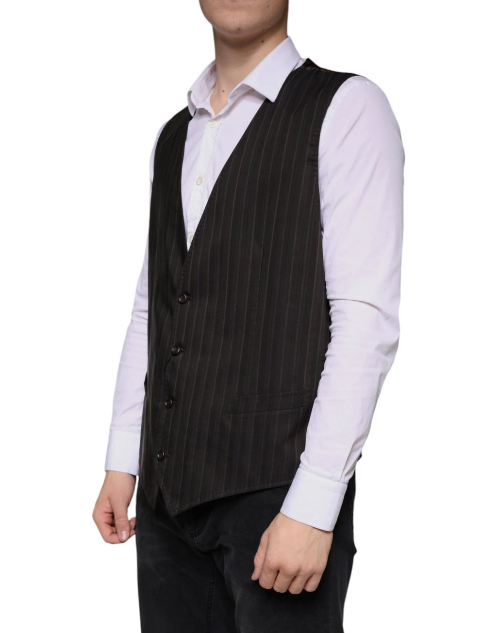 Dolce & Gabbana Black Cotton Waistcoat Dress Formal Vest by Dolce & Gabbana